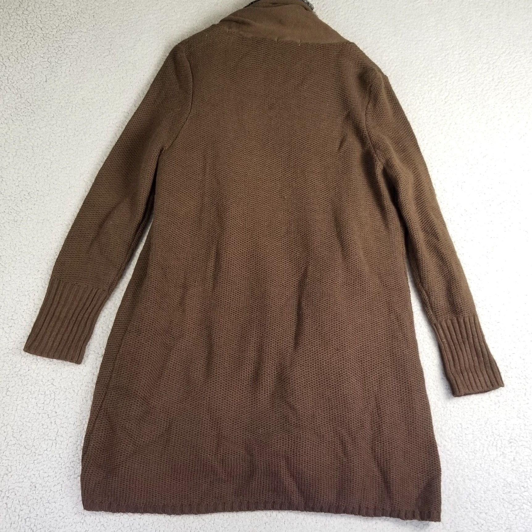 Soft Surroundings VINTAGE Soft Surroundings Brown Wool Blend Fur Trim Long Sleeve Collared Cardigan Sweater Women L Size L / US 10 / IT 46 - 5 Thumbnail