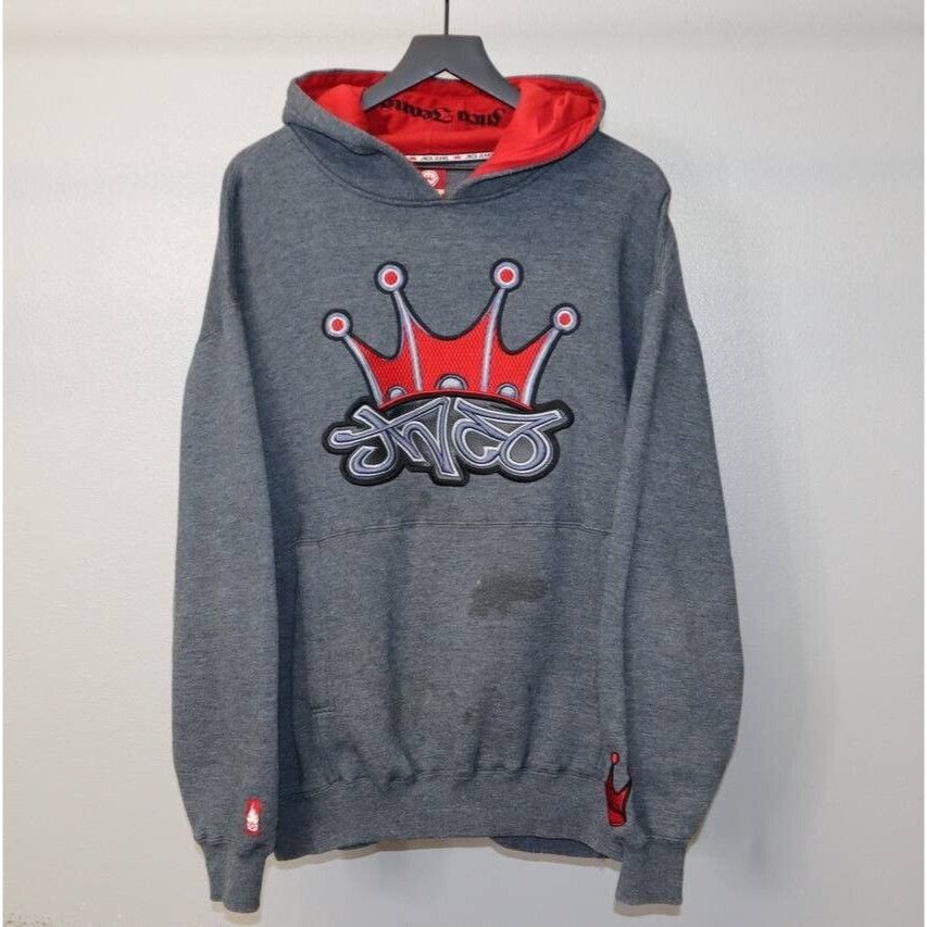 JNCO Vintage Y2K JNCO Jeans Crown Hoodie Embroidered Grey Red M Size US M / EU 48-50 / 2 - 1 Thumbnail