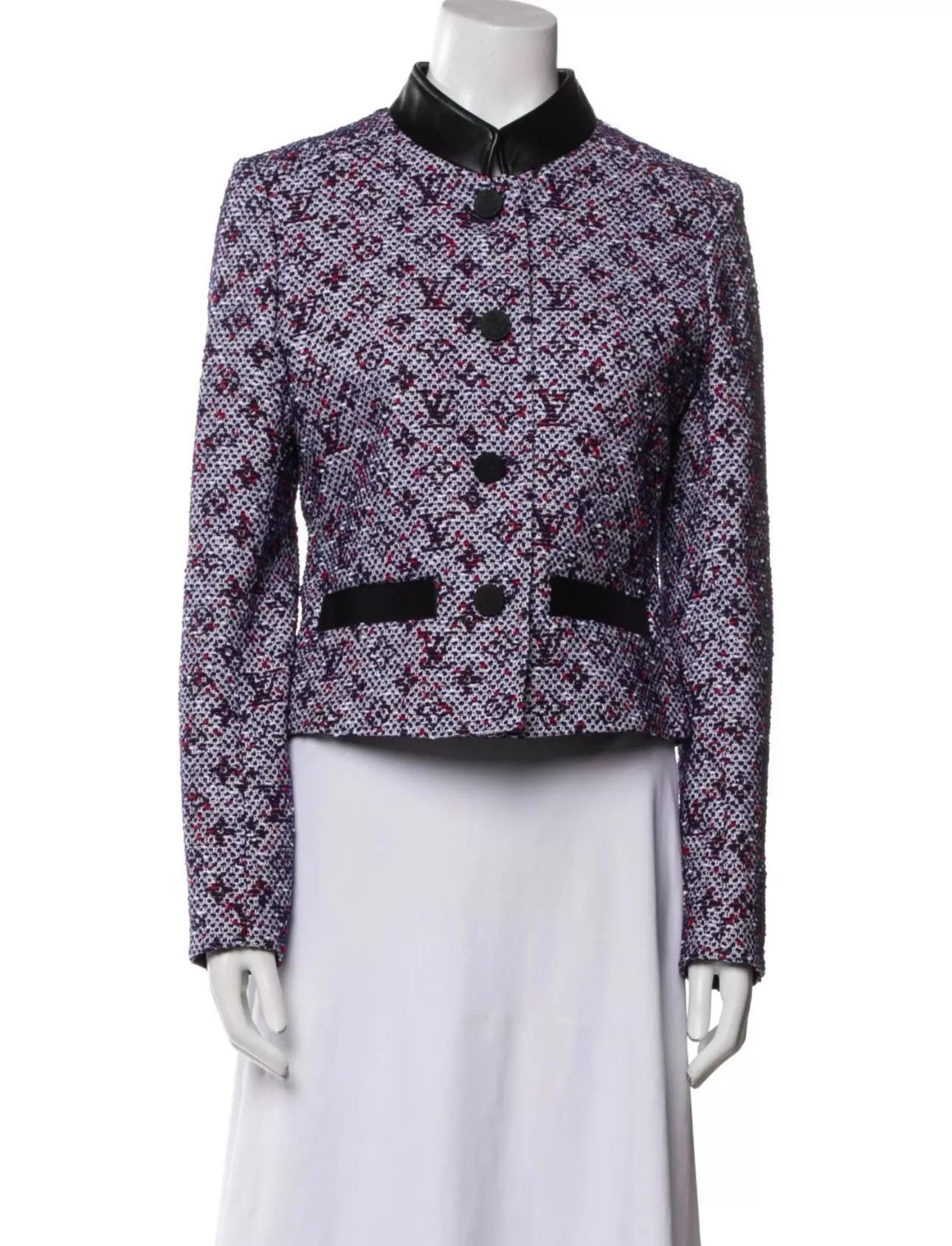 Louis Vuitton LV Full Logo Wool Blend Leather Trim Jacket 36 HCQ Size XS / US 0-2 / IT 36-38 - 5 Thumbnail