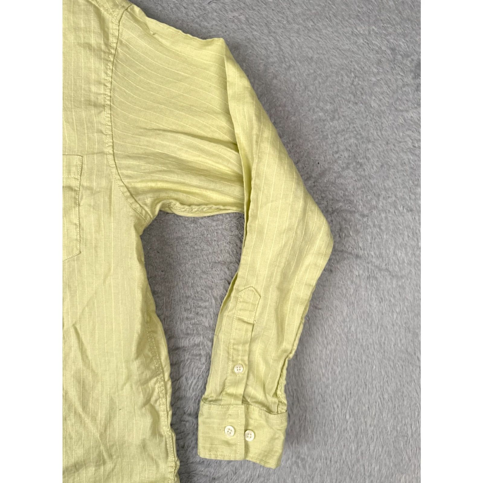 Vintage Carribean Shirt Men Medium Yellow Linen Cotton Blend Button-Up Long Sleeve Shirt Size US M / EU 48-50 / 2 - 2 Thumbnail