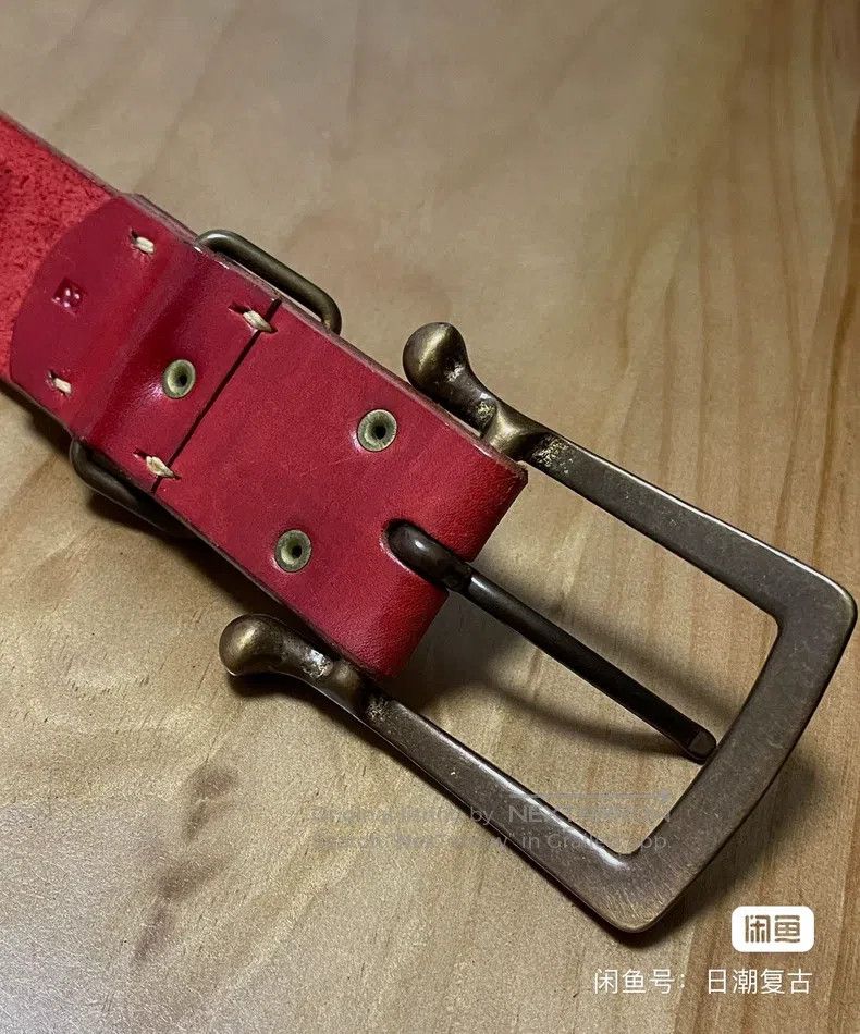 Kapital Kapital Size 97cm Thick cowhide belt, oversized copper buck Size ONE SIZE - 3 Thumbnail