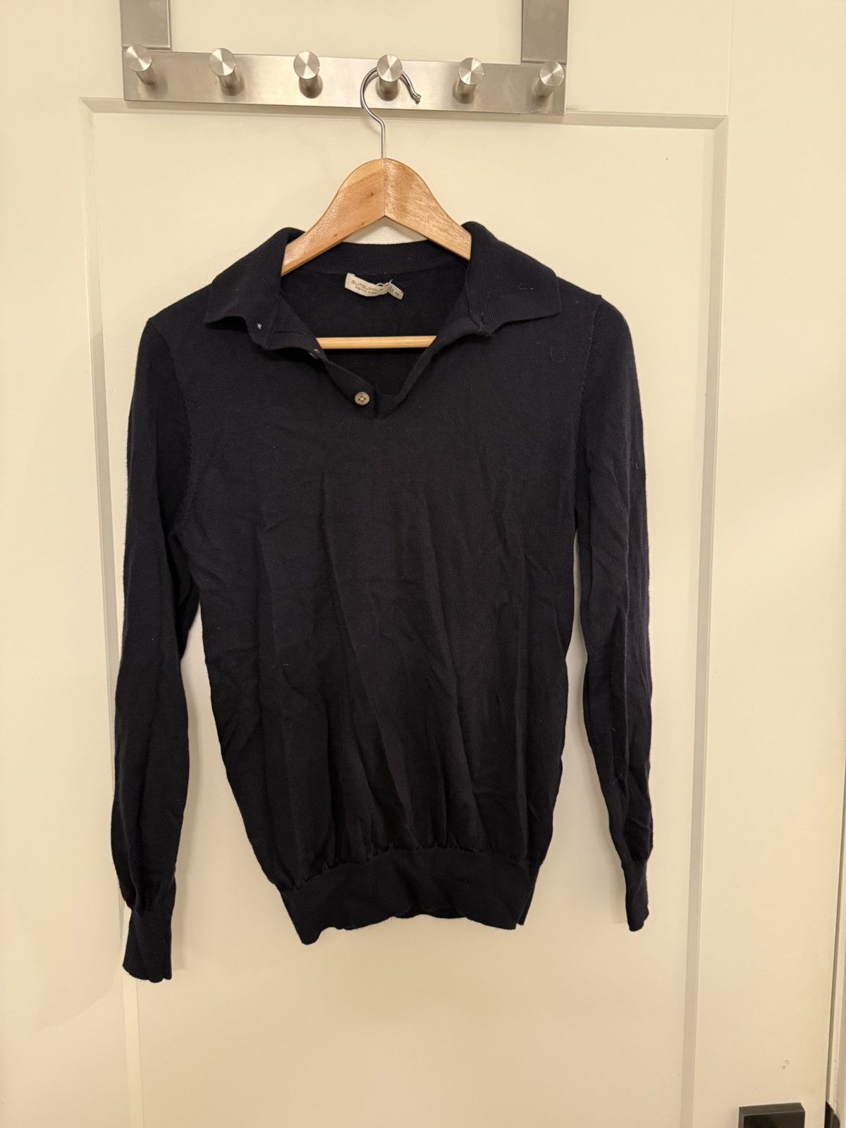 Suitsupply SuitSupply Navy Merino Long Sleeve Polo Size US XS / EU 42 / 0 - 1 Thumbnail