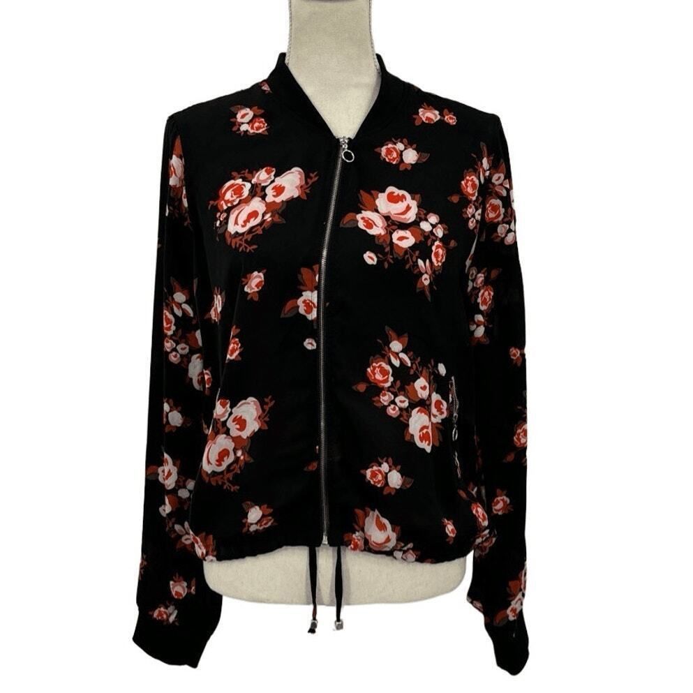 Other Cloud Chaser Black Long Sleeve Floral Full Zip Floral Bomber Size XL / US 12-14 / IT 48-50 - 1 Thumbnail