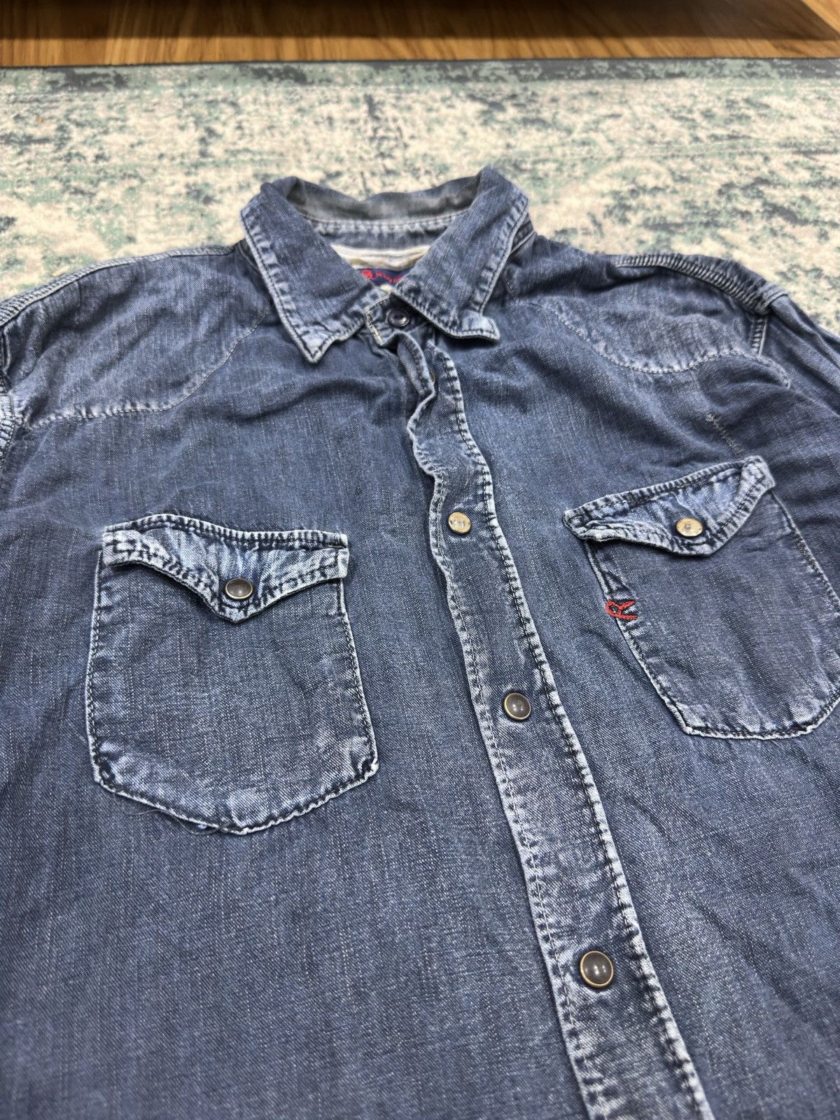 45rpm 45rpm Japan Western Denim Wash Button Up Shirt Size US M / EU 48-50 / 2 - 7 Thumbnail