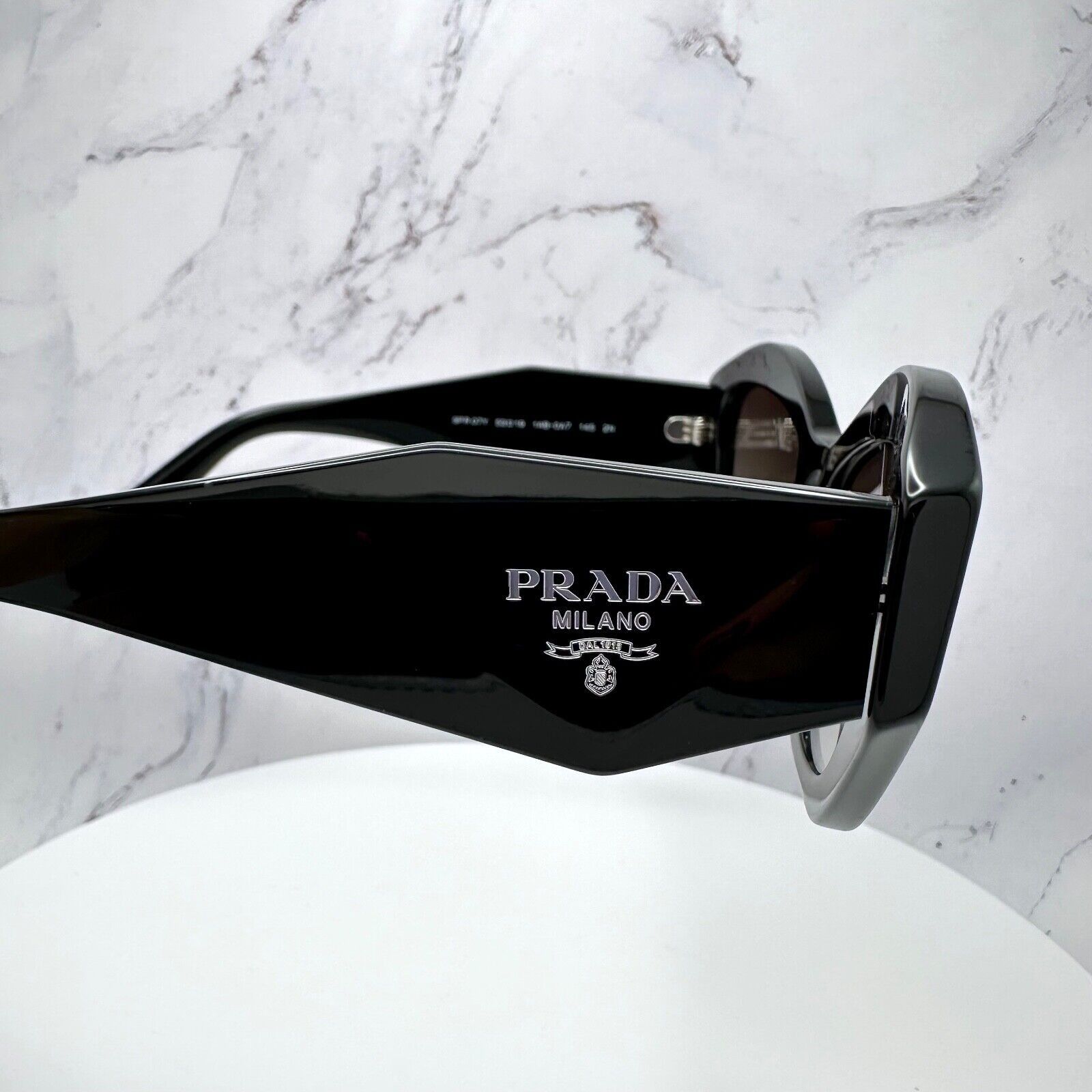 Prada New PRADA Sunglasses Black Acetate Geometric Rectangle Size ONE SIZE - 8 Thumbnail