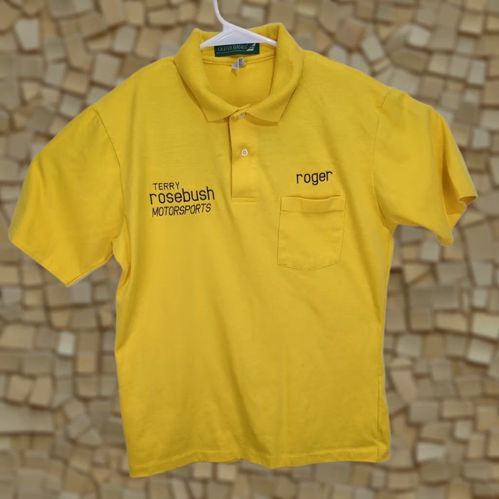 Vintage VINTAGE Outer Banks Motorsports Work Shirt Polo Shirt Men L Yellow Short Sleeve Embroidered Logo 90s Racing Clip Size US L / EU 52-54 / 3 - 1 Thumbnail