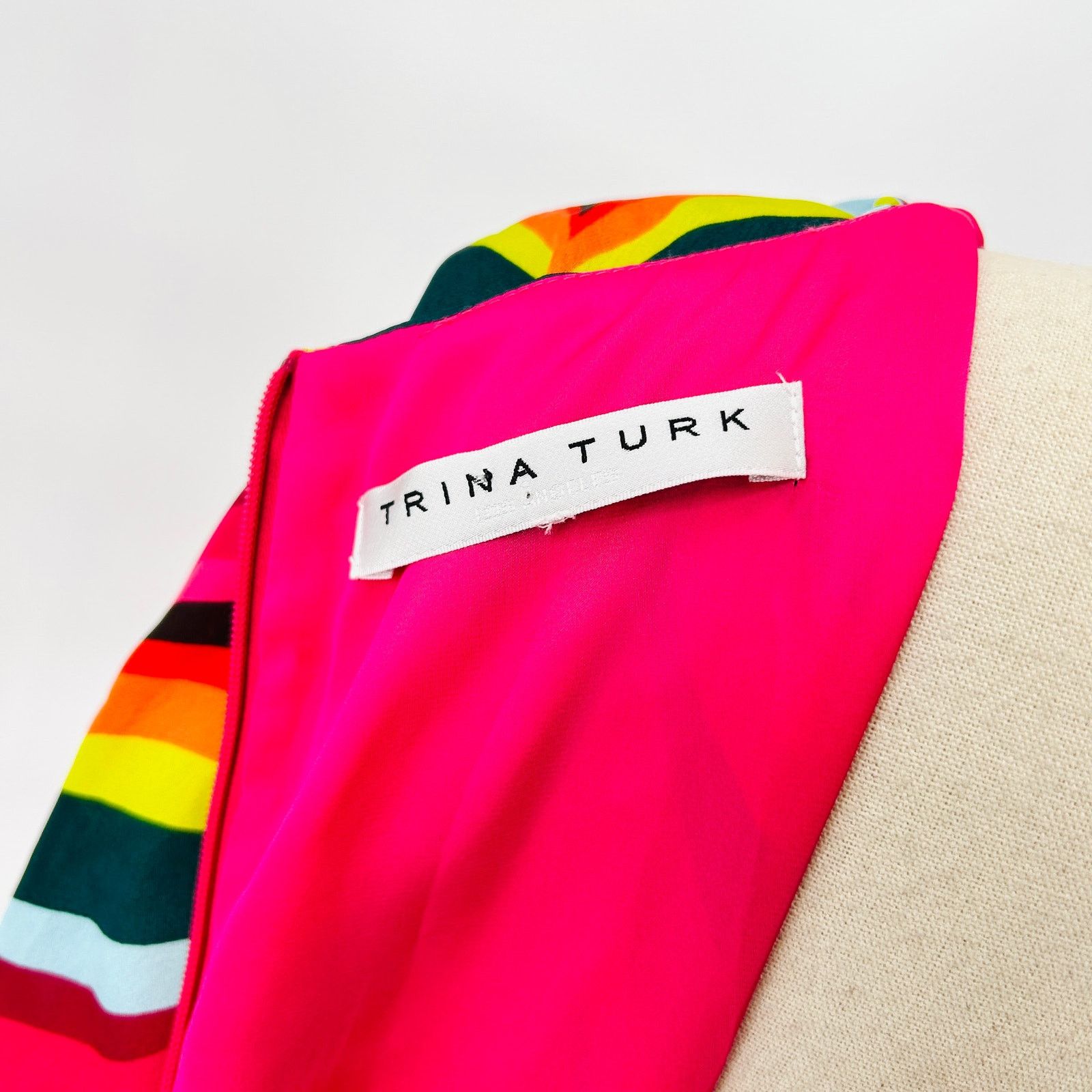 Trina Turk Trina Turk Pink Rainbow Multicolor Chevron Print Mini Dress Size S / US 4 / IT 40 - 6 Thumbnail