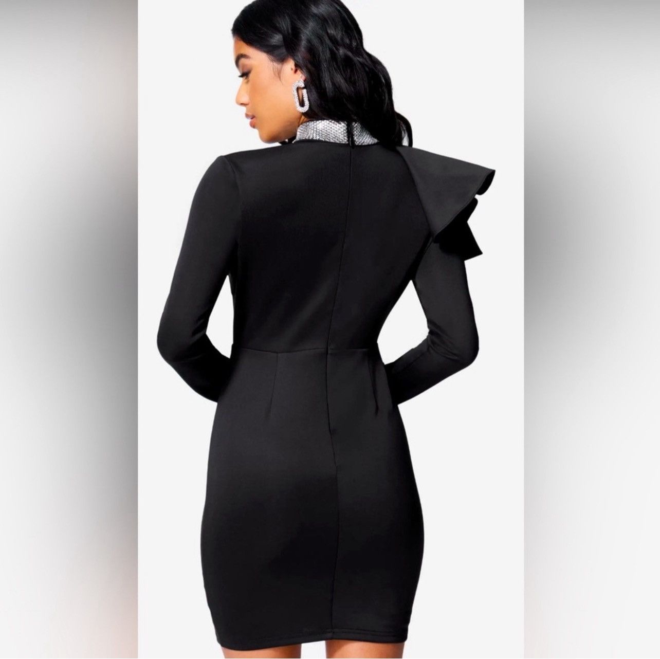Bebe Dramatic Ruffle Plunge Dress by BeBe Size XL / US 12-14 / IT 48-50 - 3 Thumbnail