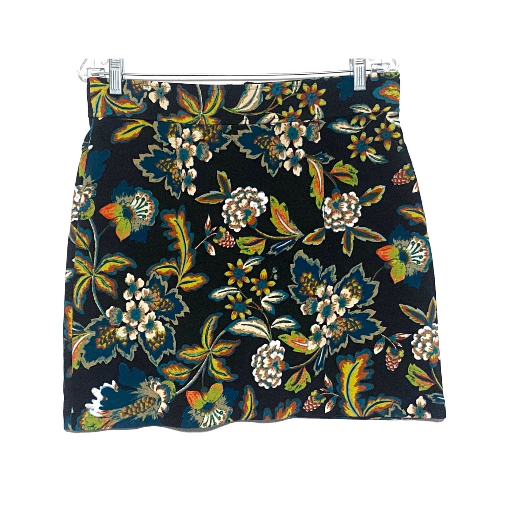 Vintage INC Floral Skirt 10 Front Zipper Retro Tapestry Boho Festival Skirt Womens Size 10 Black Polyester Spandex A-Line Zip Size 32" / US 10 / IT 46 - 5 Thumbnail