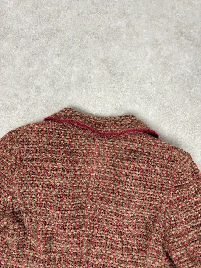 Chanel Chanel Burgundy Wool Tweed Contrast Trim Blazer Size S / US 4 / IT 40 - 6 Thumbnail