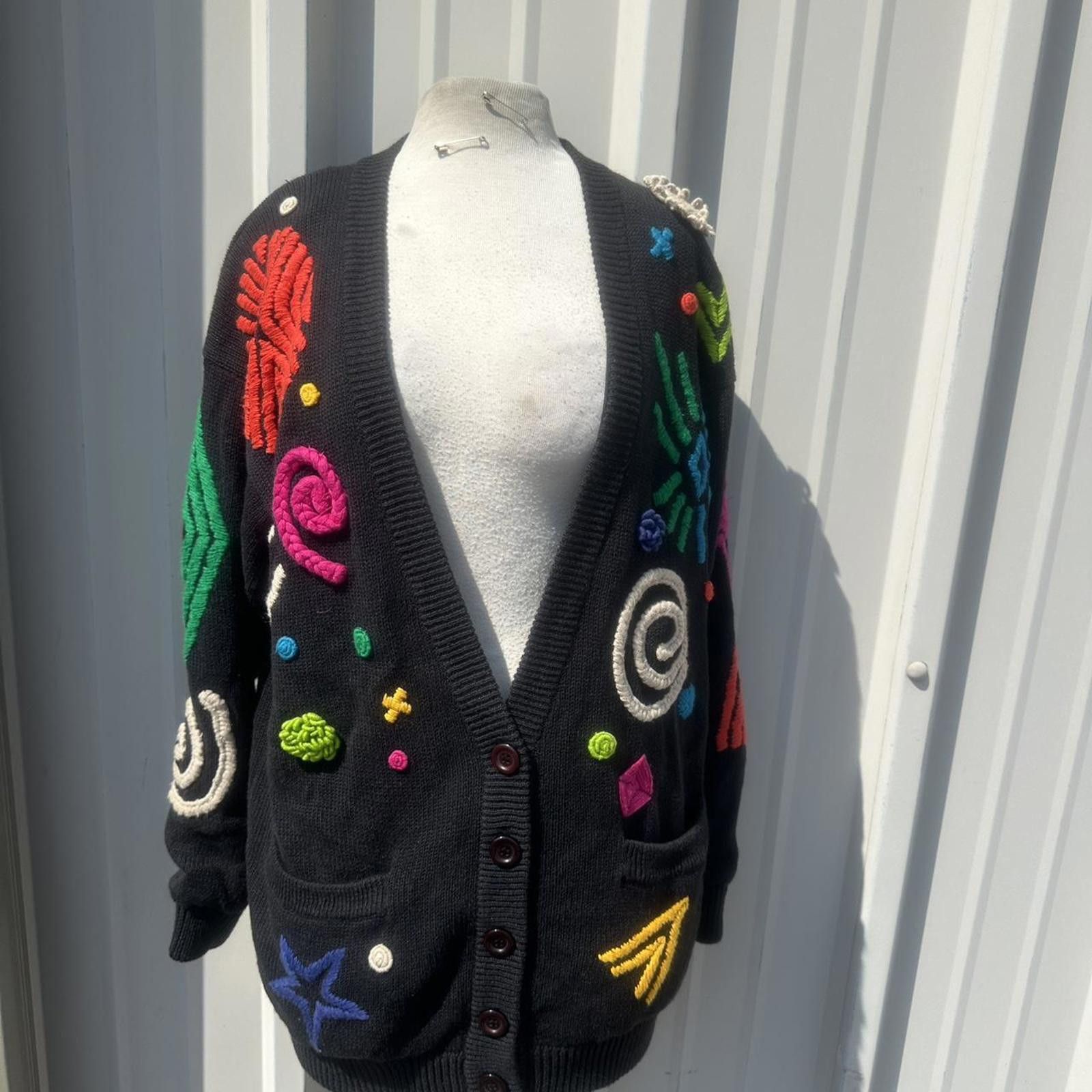Other Black vintage 90s embroidered cardigan cardigan Size S / US 4 / IT 40 - 8 Thumbnail