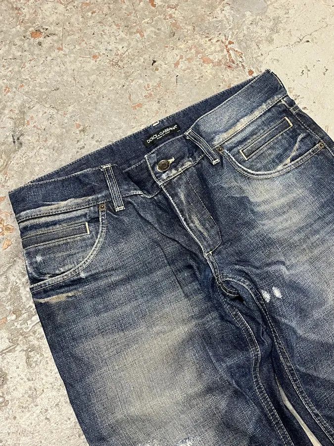 Designer × Dolce & Gabbana × Vintage 2010s Dolce & Gabbana Navy Brut Denim Jeans Size US 32 / EU 48 - 7 Thumbnail