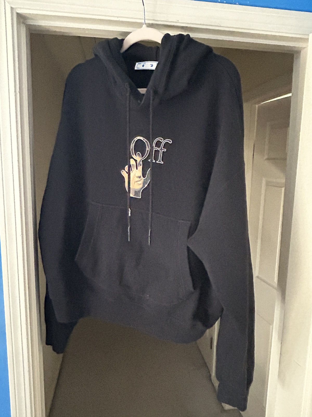 image of Off White Off-White Caravaggio Hand Hoodie Fw21 Hoody Virgil Abloh in Black, Men's (Size XL)