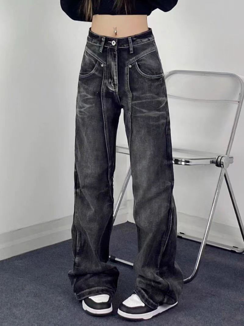 Designer × Jean × Vintage Street vintage straight Y2K micro flare baggy jeans Size US 30 / EU 46 - 4 Thumbnail