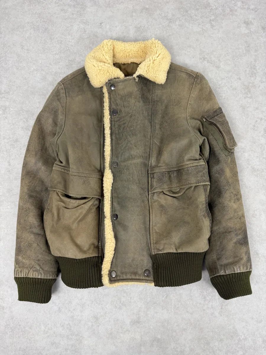 Marithe + Francois Girbaud 1980s Marithé + François Girbaud Grey Leather Shearling Bomber Jacket Size XS / US 0-2 / IT 36-38 - 6 Thumbnail