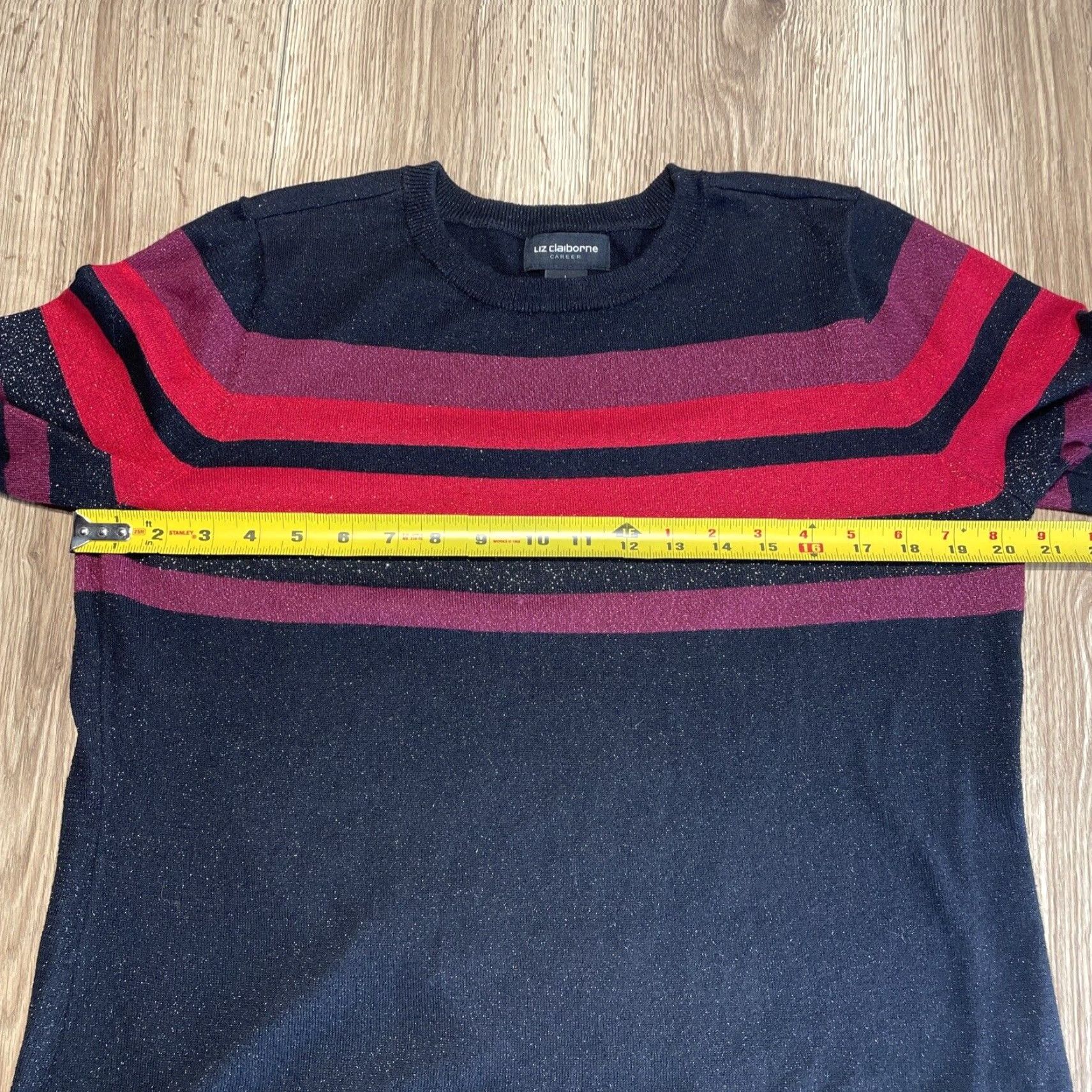Liz Claiborne VINTAGE Liz Claiborne Metallic Black Red Pullover Sweater Women Large Size L / US 10 / IT 46 - 5 Thumbnail