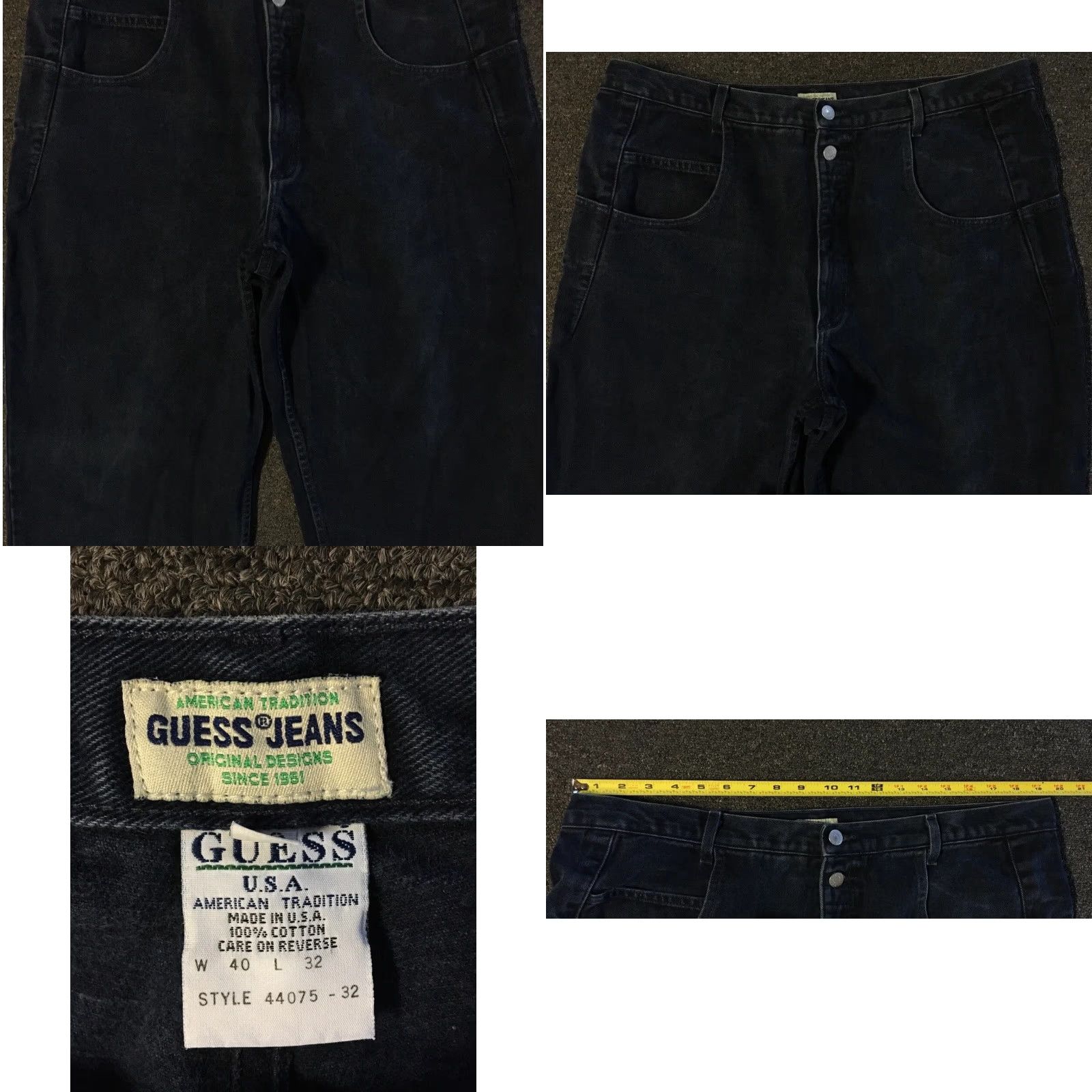 Guess VINTAGE GUESS Jeans 90s Faded Tapered Baggy Denim Blue 32 Inseam USA Distressed Rock Grunge Hip Hop Punk 80s Y2K Mens Size US 40 / EU 56 - 8 Thumbnail