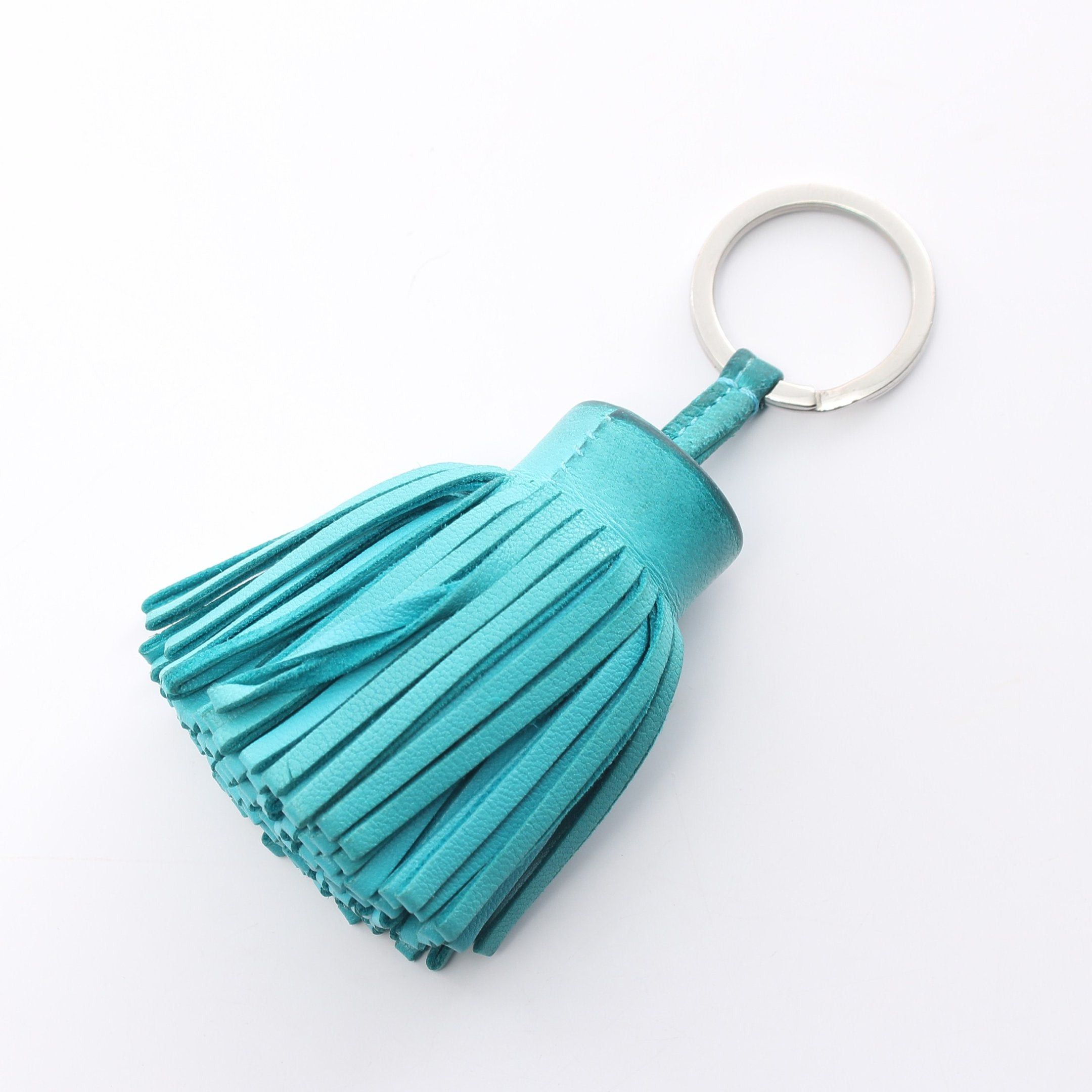 Hermes Hermes Carmen Blue Aztec Bag Charm Key Ring Aagneau Light Silver Hardware Size ONE SIZE - 1 Thumbnail