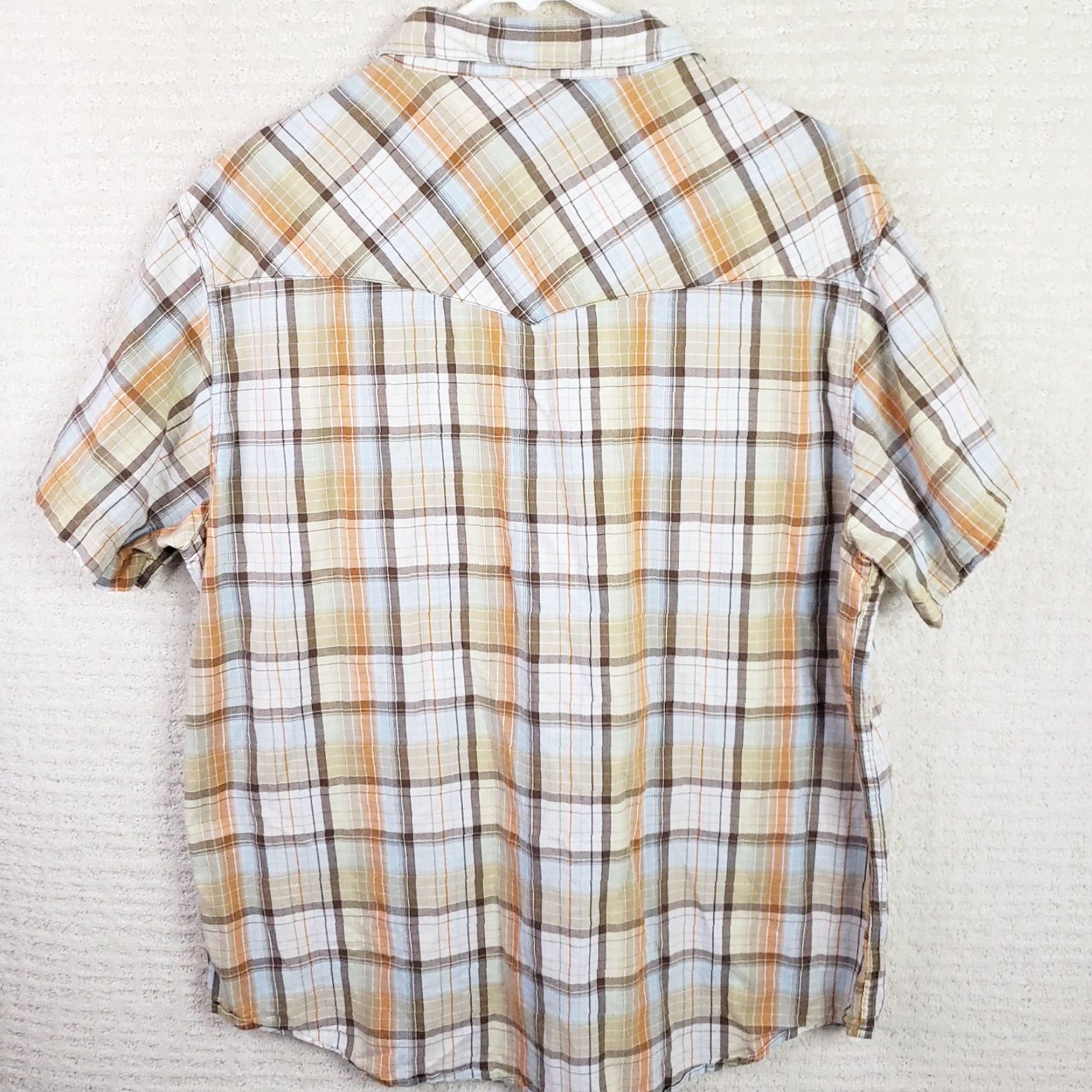 Vintage Mens AriZona Western Plaid Snap Shirt Short Sleeve XL Orange White Brown Size US XL / EU 56 / 4 - 7 Thumbnail