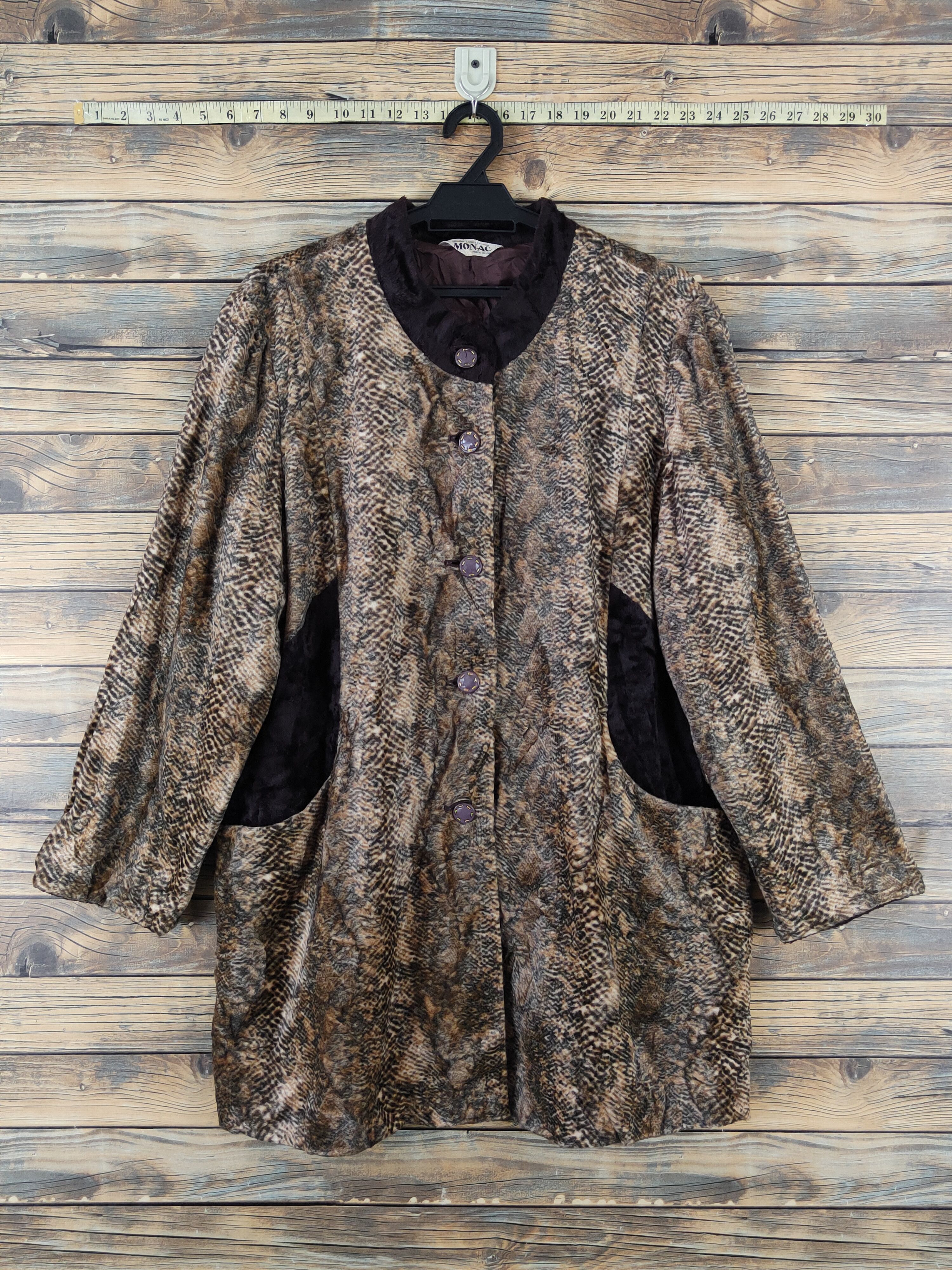 Japanese Brand × Vintage Avant Garde Fashion by Monac Dark Brown Fur Faux Cardigan Size L / US 10 / IT 46 - 1 Thumbnail