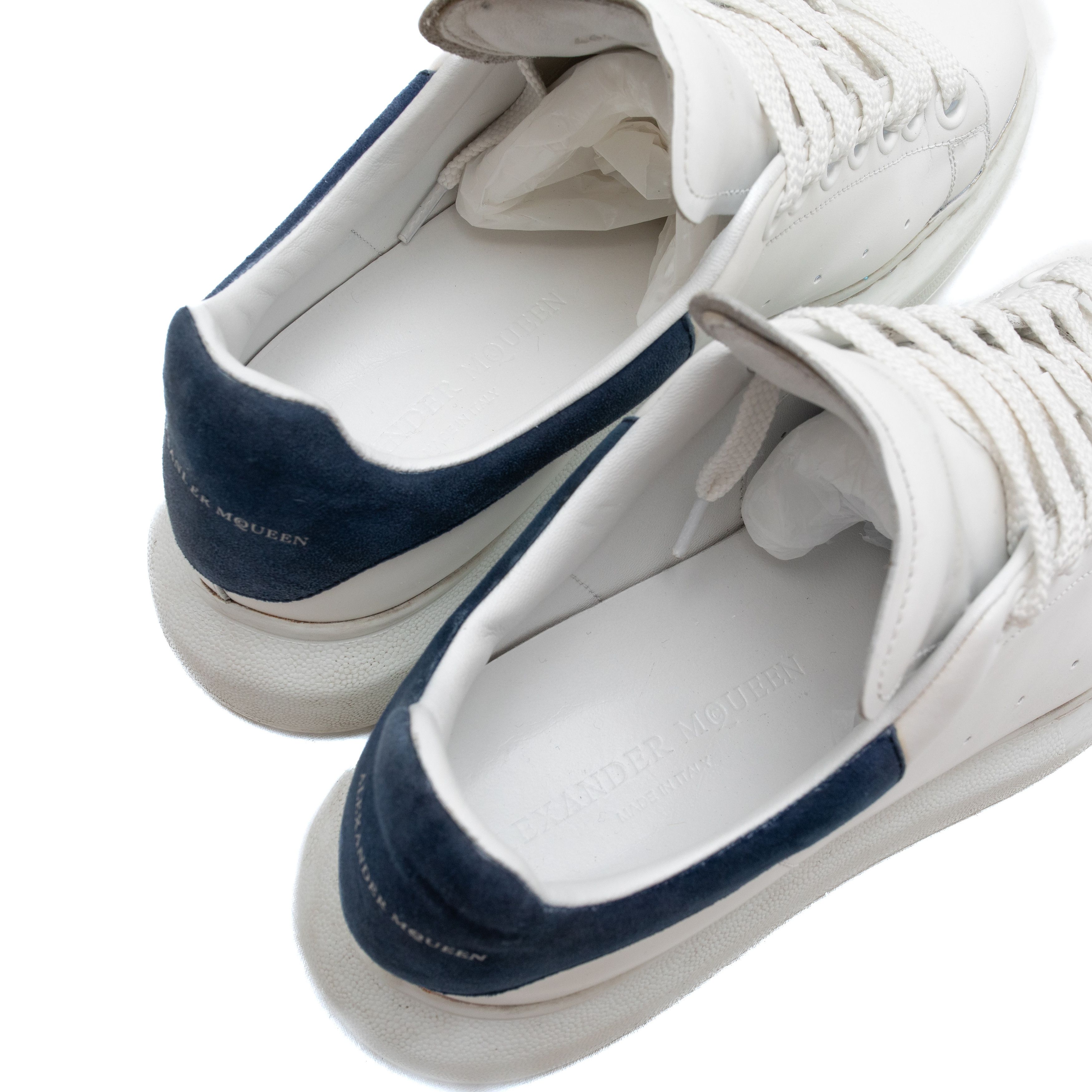 Alexander McQueen ALEXANDER McQUEEN Chunky White Leather Blue Suede Sneakers Size US 6 / EU 39 - 7 Thumbnail
