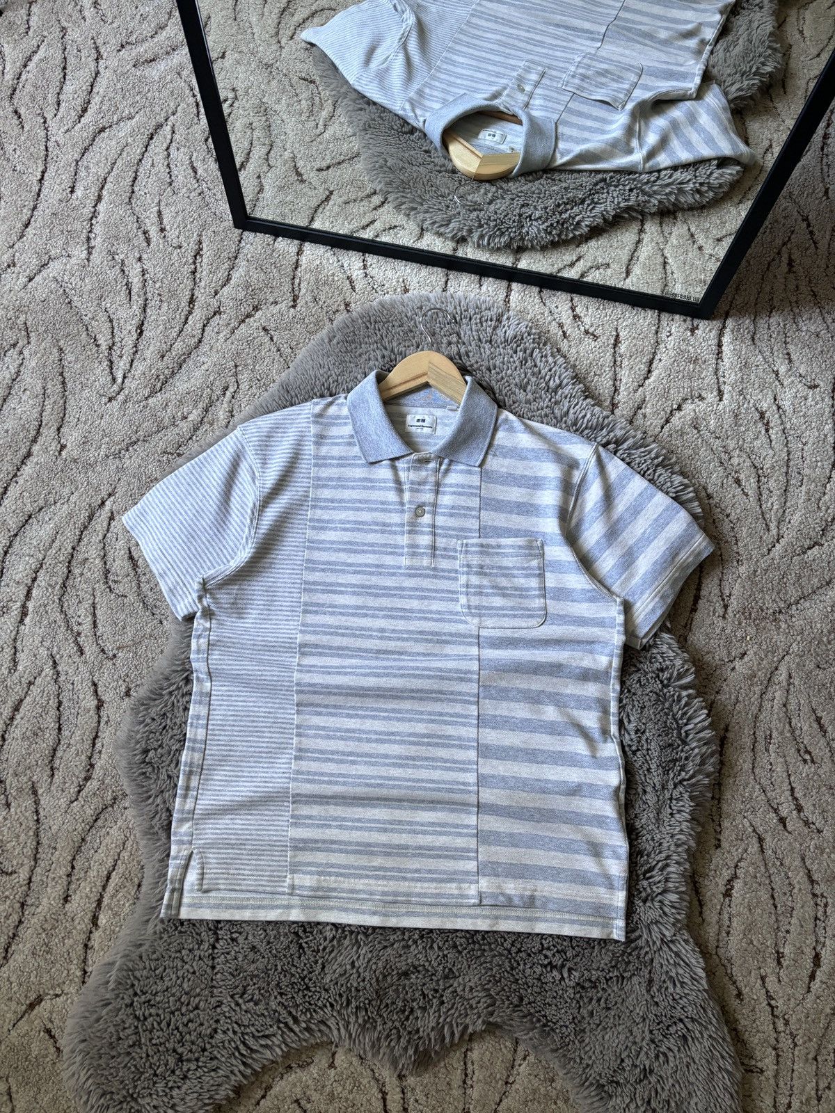 Engineered Garments × Japanese Brand × Uniqlo Engineered Garments x Uniqlo polo Cut & Sewn grey tee Size US S / EU 44-46 / 1 - 1 Thumbnail