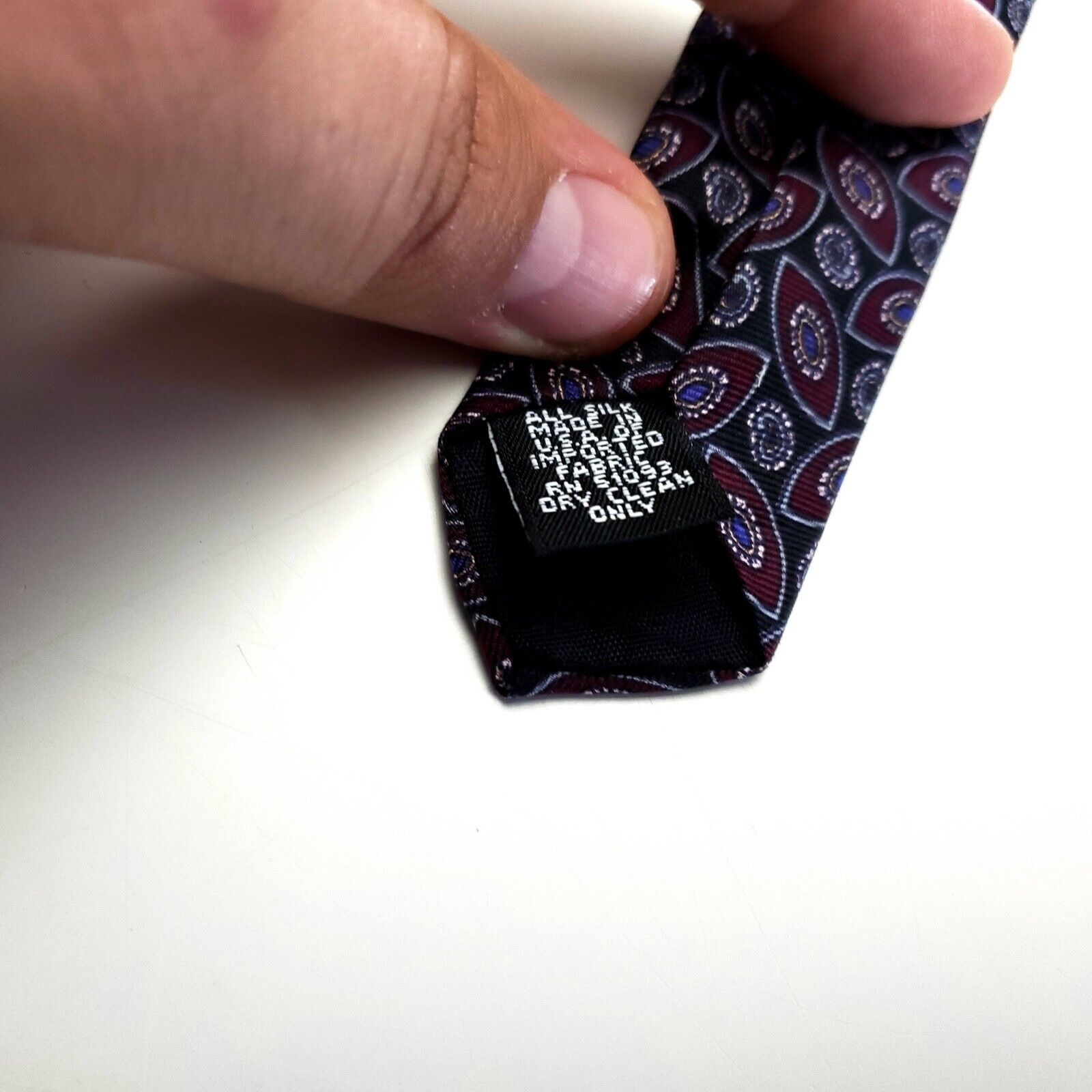 Stafford Stafford Black Purple Print Geometric Short Wide Silk Tie Size ONE SIZE - 4 Thumbnail