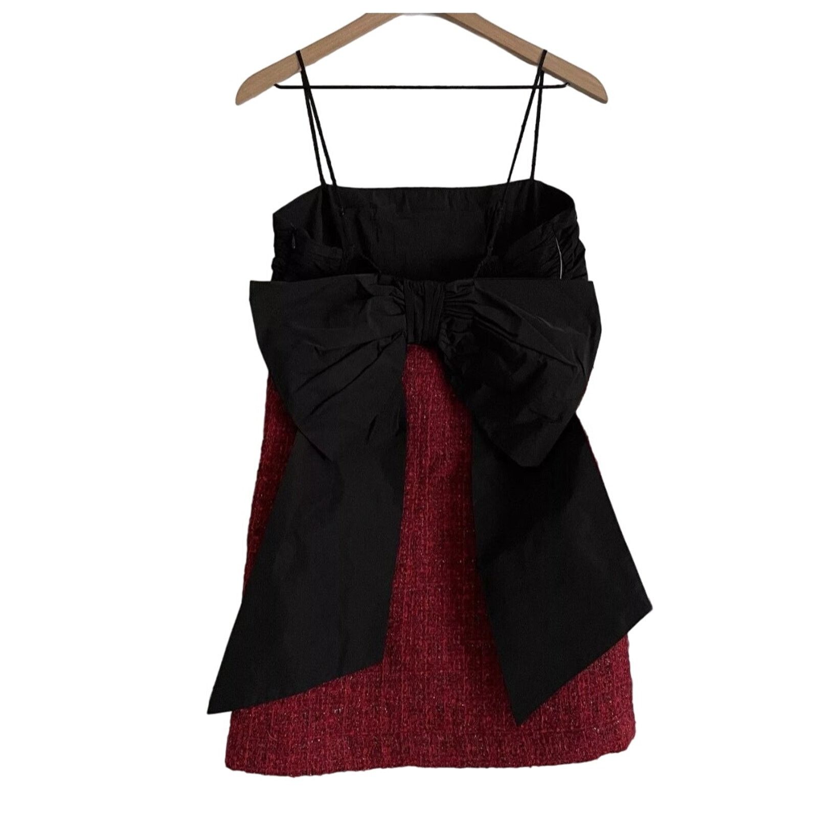 NWT Anthropologie Maeve Bow Square-Neck Mini Dress $178 Red
