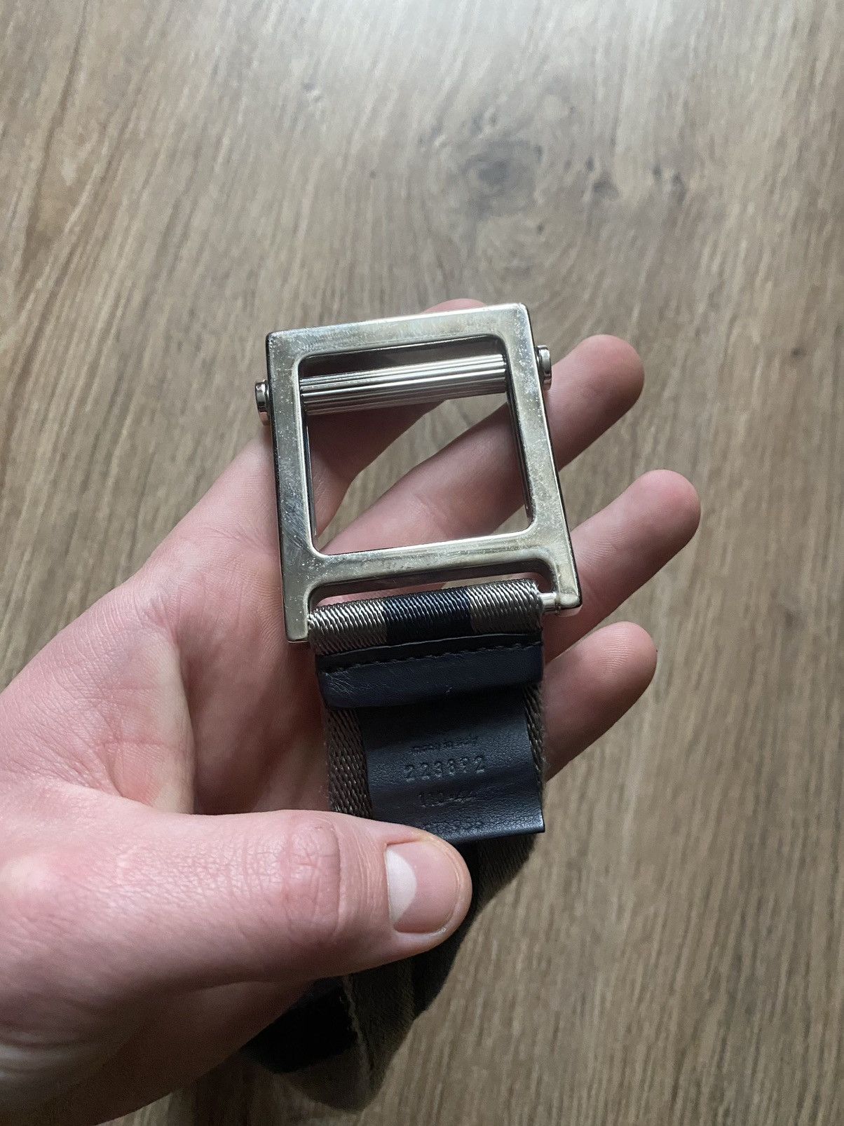 Gucci × Vintage Gucci Gray & Black leather Striped Buckle knitted Belt Size ONE SIZE - 5 Thumbnail