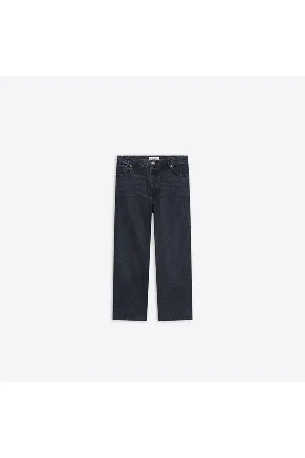 o1mt1gz0424 Cropped Straight Leg Jeans in Black