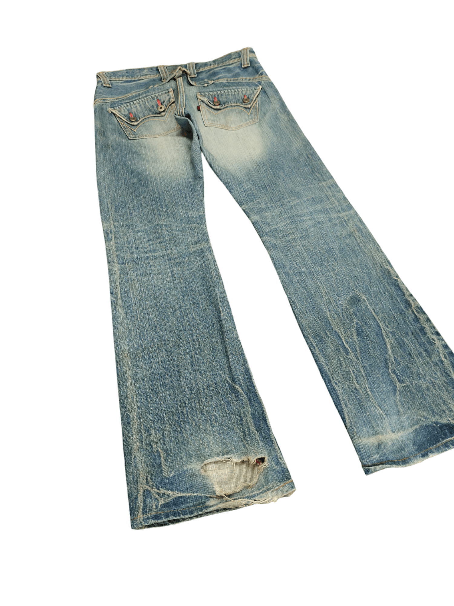 Le Grande Bleu (L.G.B.) Flare Jeans Edwin Buckle Back Distress Faded Boot Cut Y2k Size US 32 / EU 48 - 13 Thumbnail