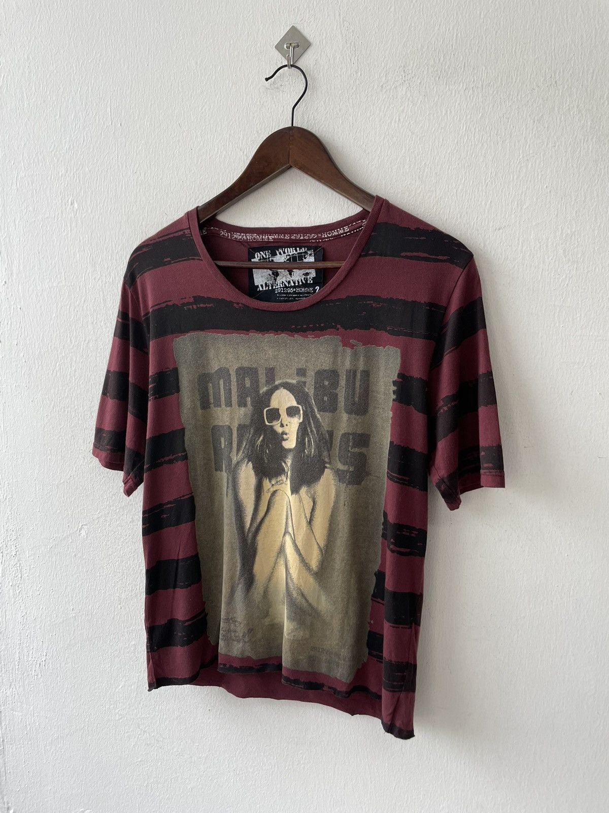 If Six Was Nine × Japanese Brand × Le Grande Bleu (L.G.B.) 291295 Homme Striped Kurt Cobain Cropped Tshirt Size US M / EU 48-50 / 2 - 2 Thumbnail