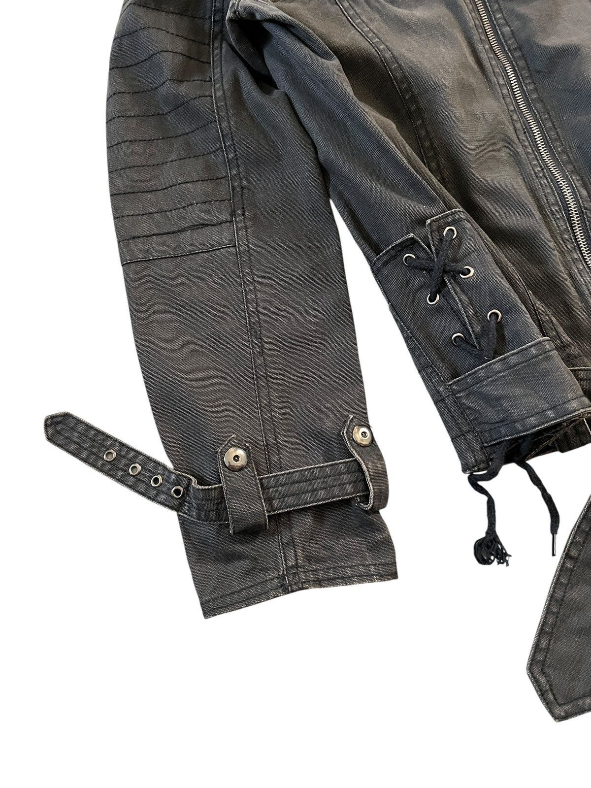 LOWBOX 2000s Lowbox Washed Black Lace-Up Biker Jacket Size US M / EU 48-50 / 2 - 5 Thumbnail