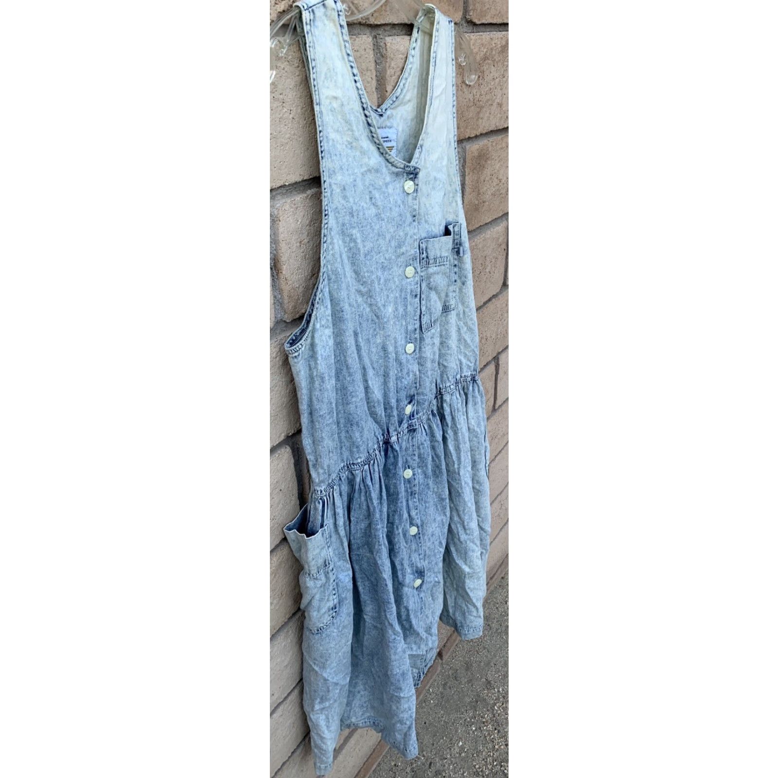 Express VINTAGE Limited Express Jumper Dress Casual 1980s Blue Cotton Pockets L Womens Size L / US 10 / IT 46 - 3 Thumbnail