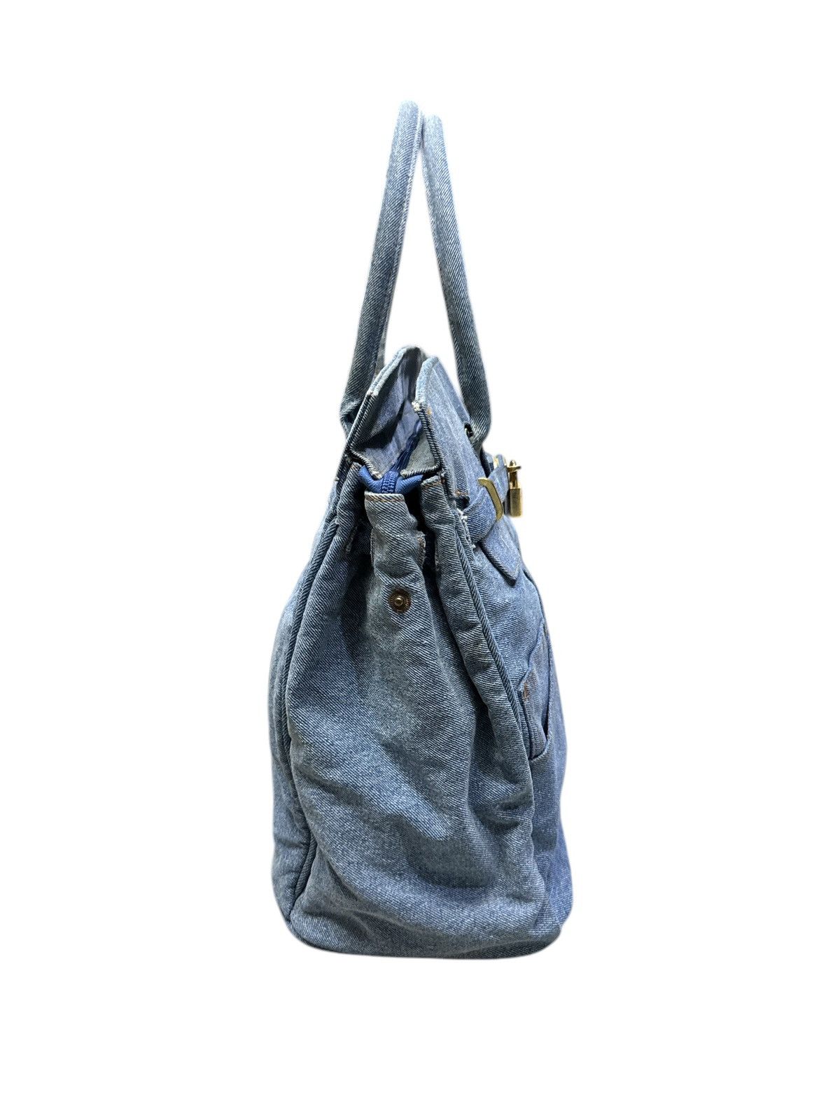 Handmade VINTAGE DENIM HANDMADE BIRKIN STYLE HANDBAG Size ONE SIZE - 4 Thumbnail