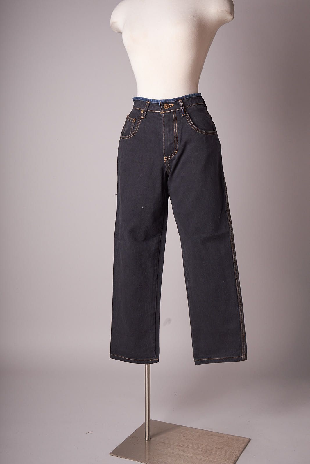 image of Vintage 1990S Rusty Skateboarding Surf Jeans in Black Blue, Men's (Size 26)