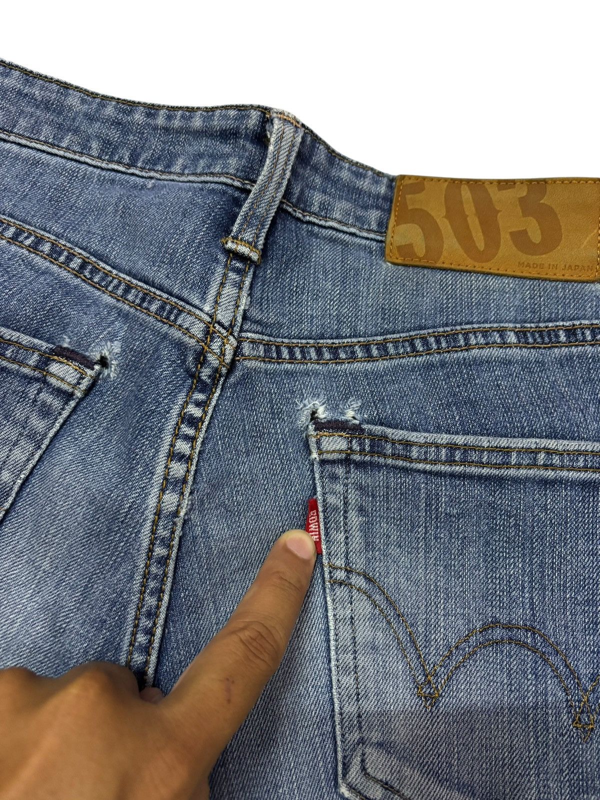 Edwin Vtg Edwin Japan 503 Blue Washed Distressed Jeans Size US 28 / EU 44 - 9 Thumbnail