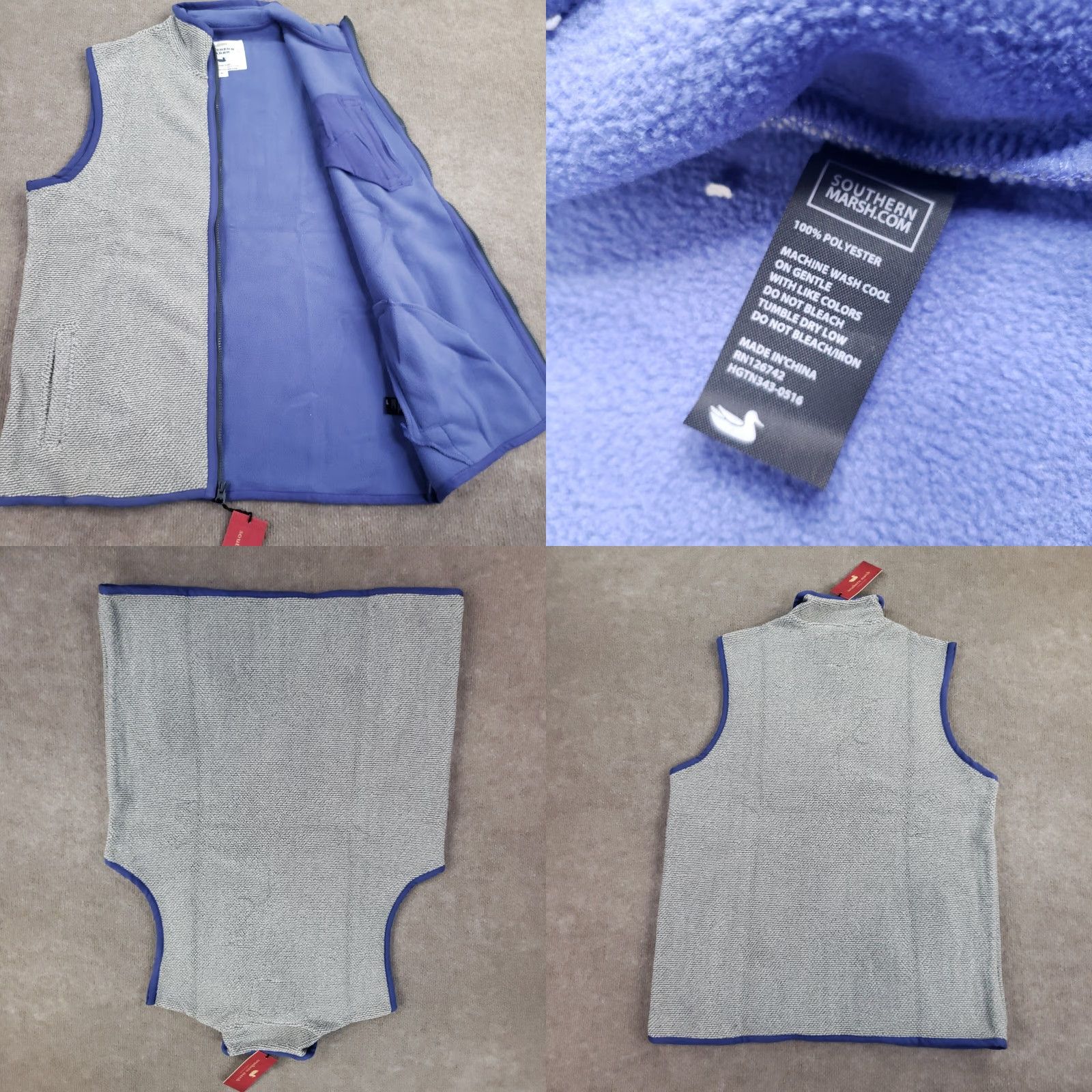 Vintage Southern Marsh Mens Small Gray Fleece Vest Full Zip Hiking Vest Polyester Windbreaker Size US S / EU 44-46 / 1 - 8 Thumbnail