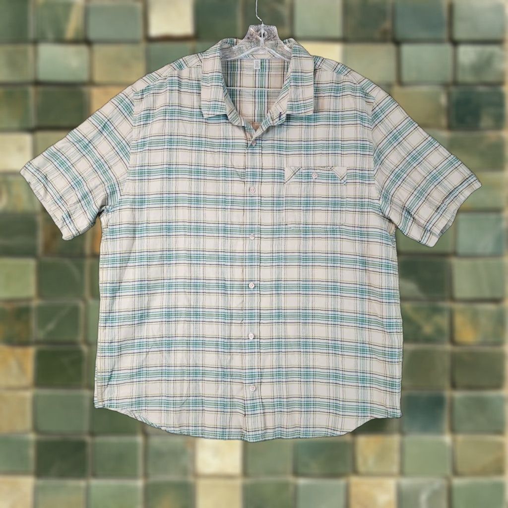 Vintage HORNY TOAD Men's Green Plaid Short Sleeve Button-Up 2XL Size US 39 - 1 Thumbnail