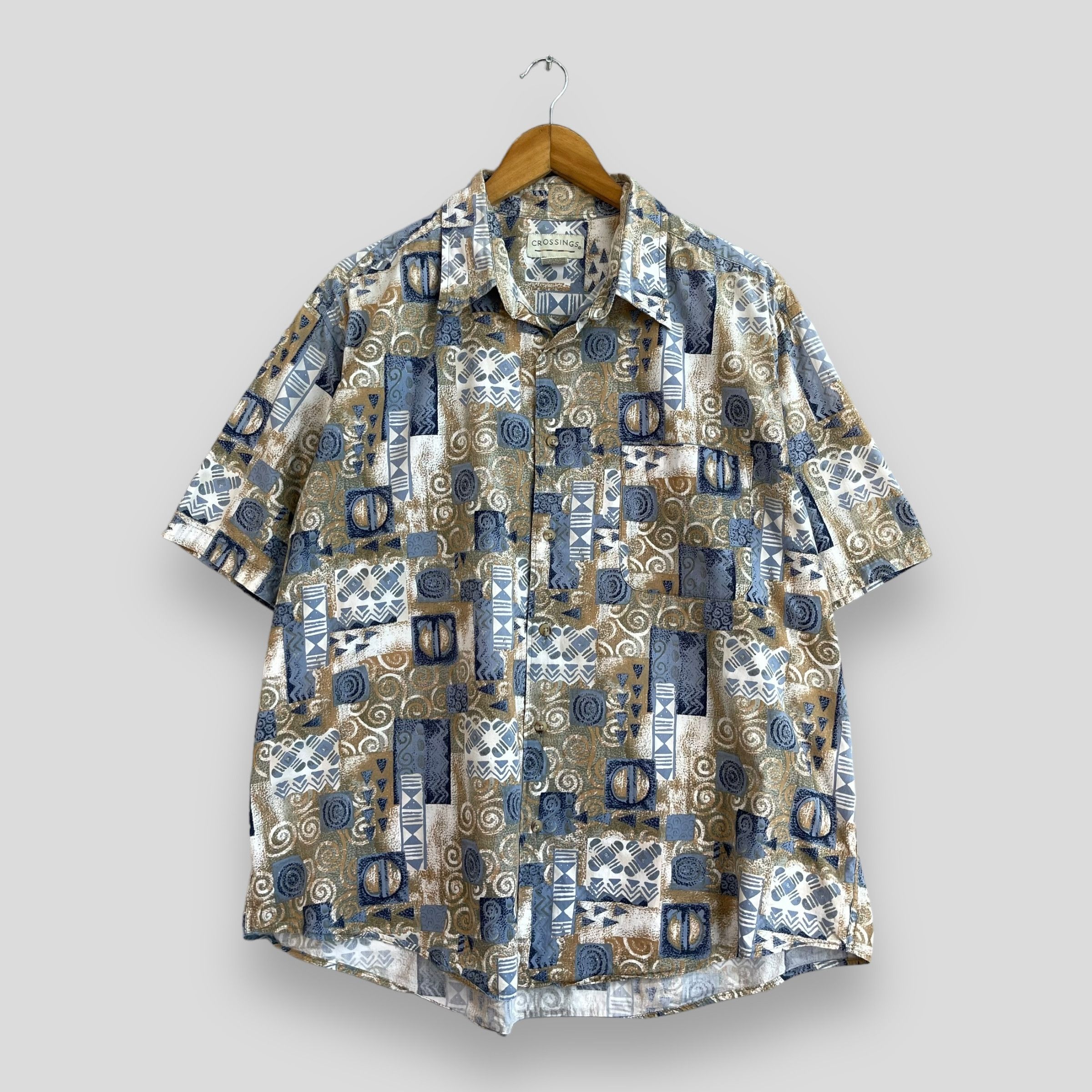 Vintage Pop Art Abstract Geometrical Artwork Button Up Shirt