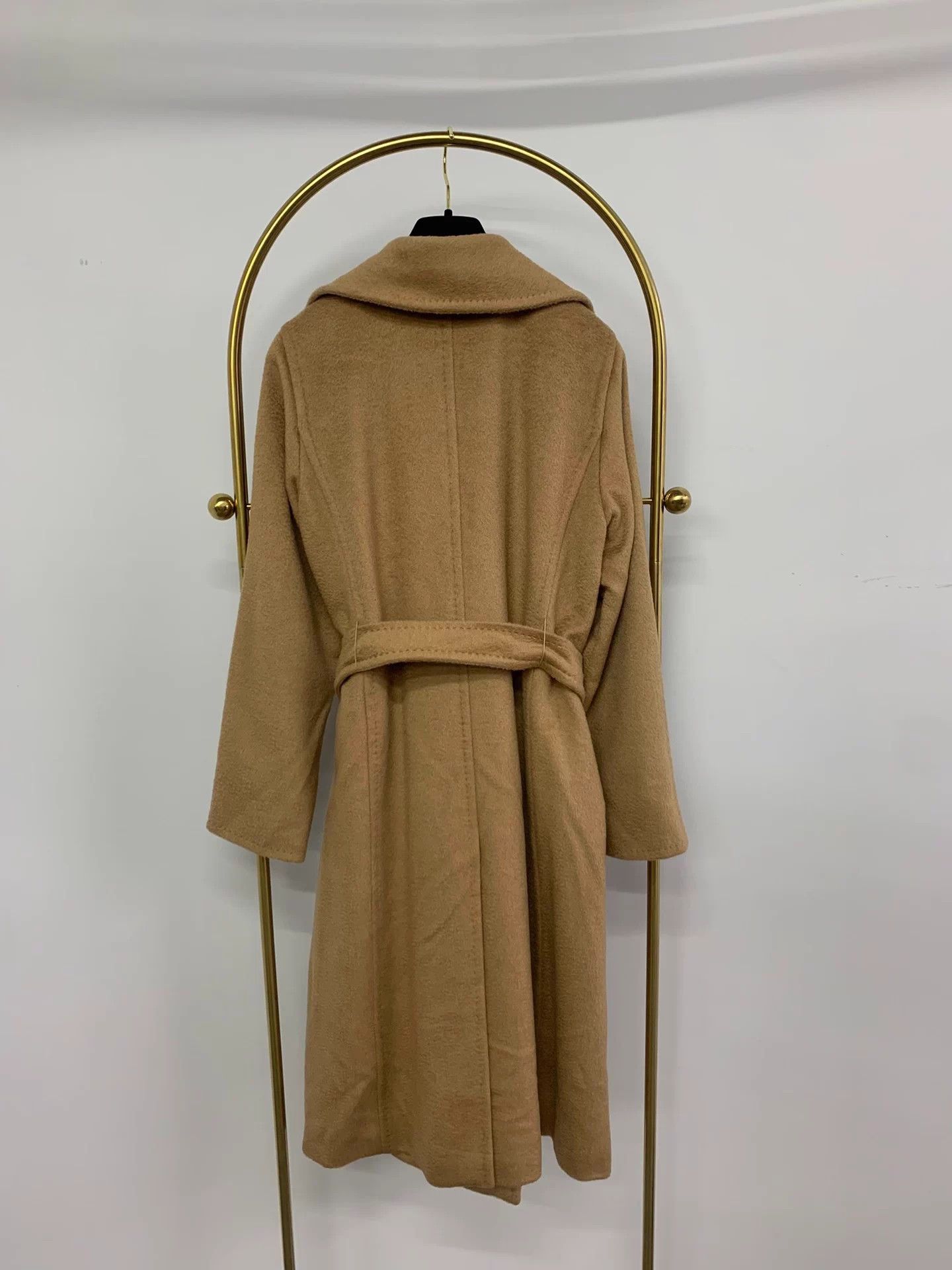 Max Mara Maxmara Camel Water Ripple Belted Coat IT 36 Size XS / US 0-2 / IT 36-38 - 3 Thumbnail