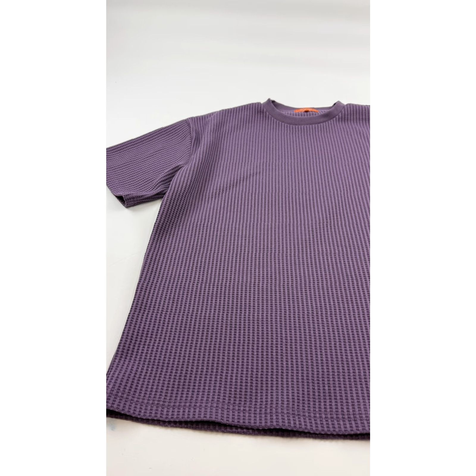 Vintage Negative Space Shirt Mens Medium Purple Waffle Knit Textured Crewneck Polyester Size US M / EU 48-50 / 2 - 3 Thumbnail