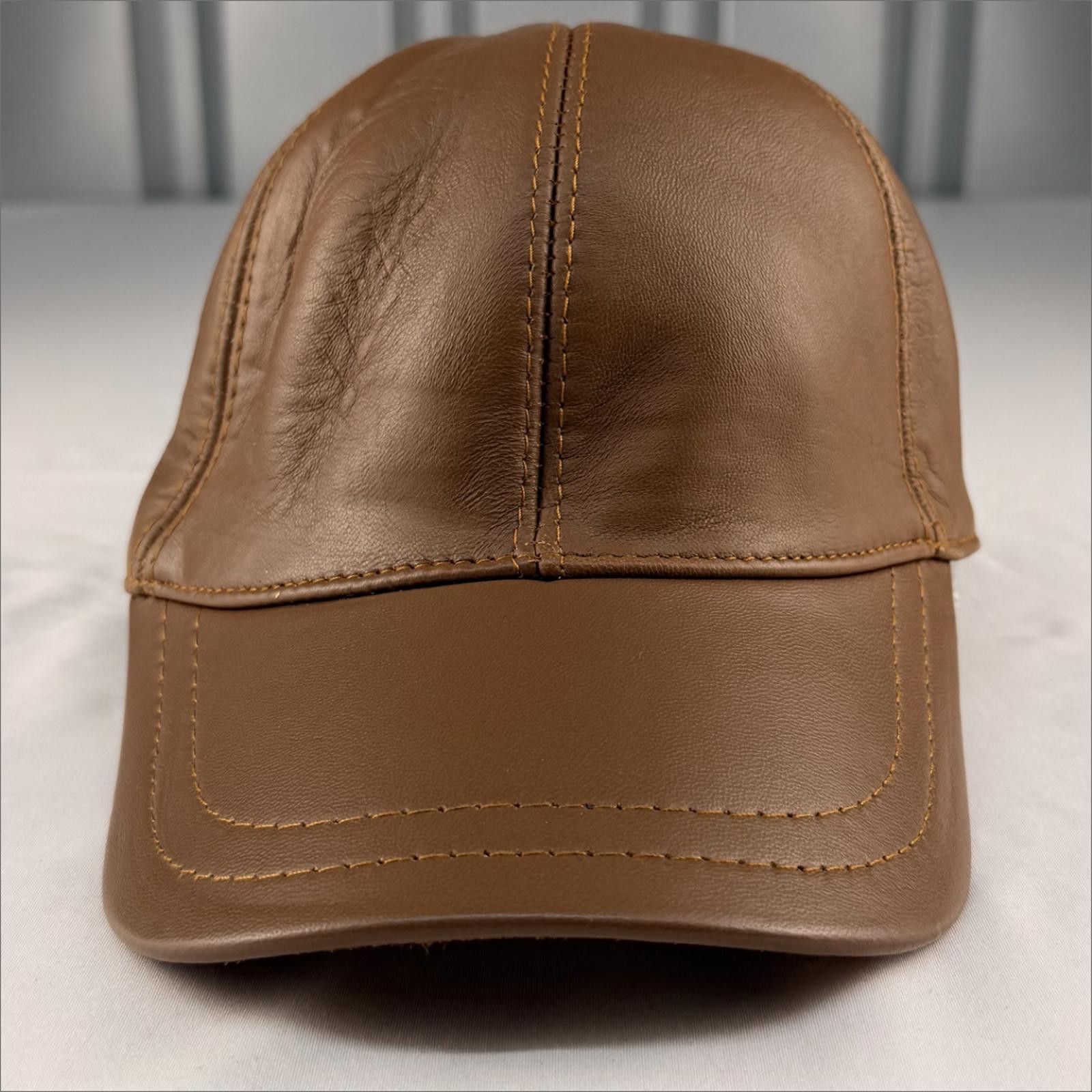 Other NEW Brown Leather Baseball Cap - Premium Hat 086 Size ONE SIZE - 1 Thumbnail