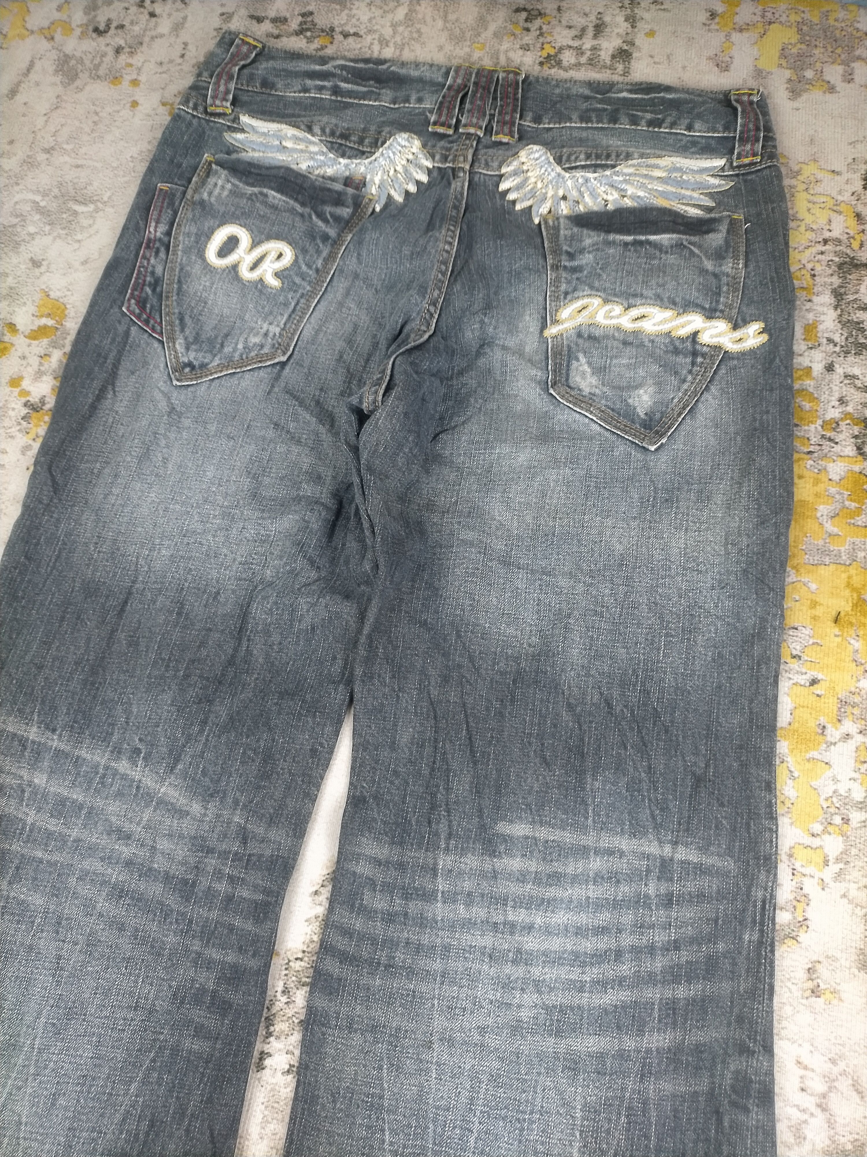 Tornado Mart 🔥 Super Baggy Flare Oririn Embroidery Mudwash Jeans Size US 34 / EU 50 - 5 Thumbnail