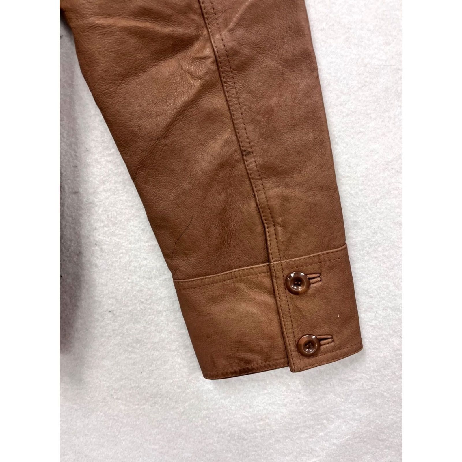Vintage Chadwicks Brown Leather Double-Breasted Jacket L Womens Basic - #737A Size L / US 10 / IT 46 - 7 Thumbnail