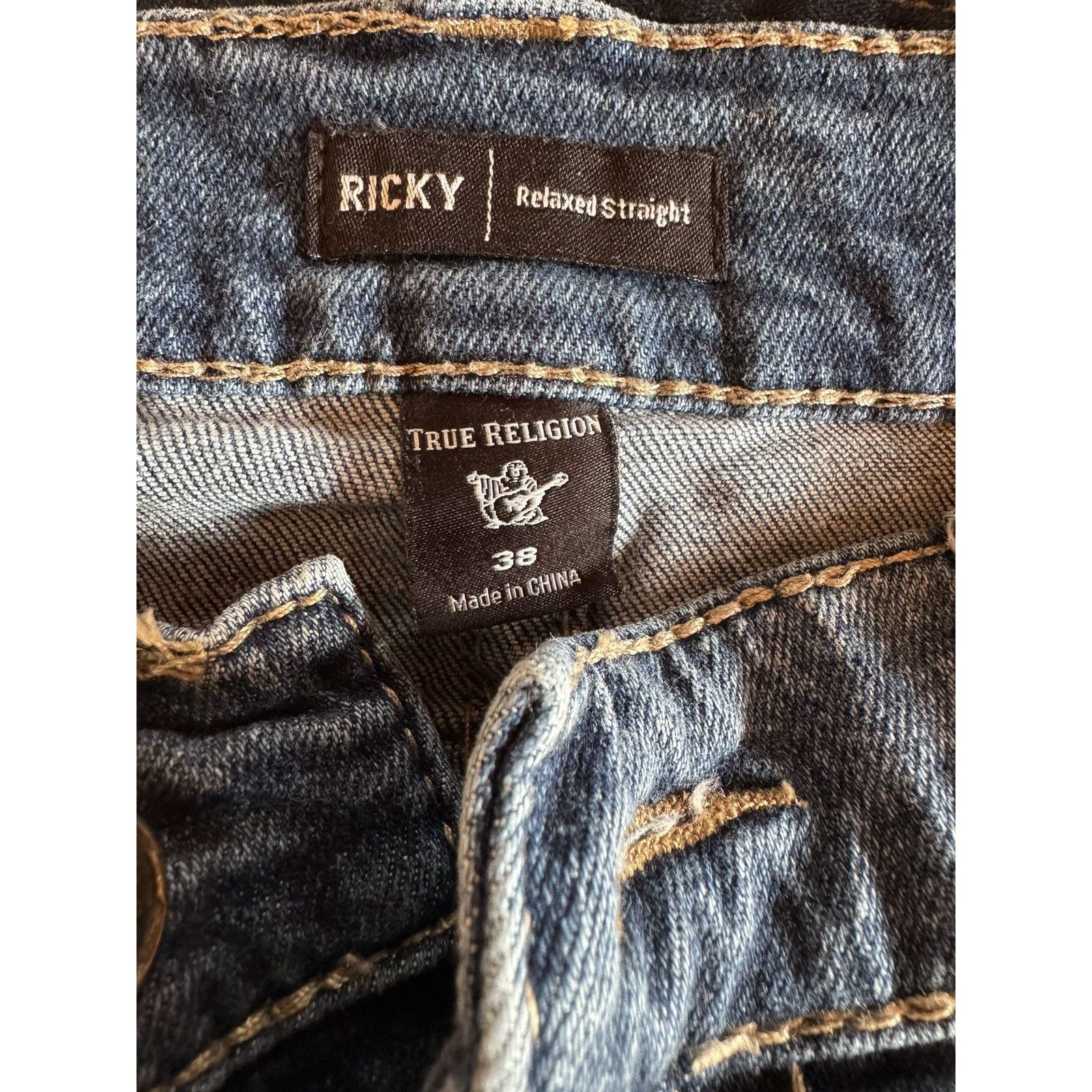 True Religion × Vintage True Religion Jeans Ricky Relaxed Straight Distressed Denim Size US 38 / EU 54 - 5 Thumbnail