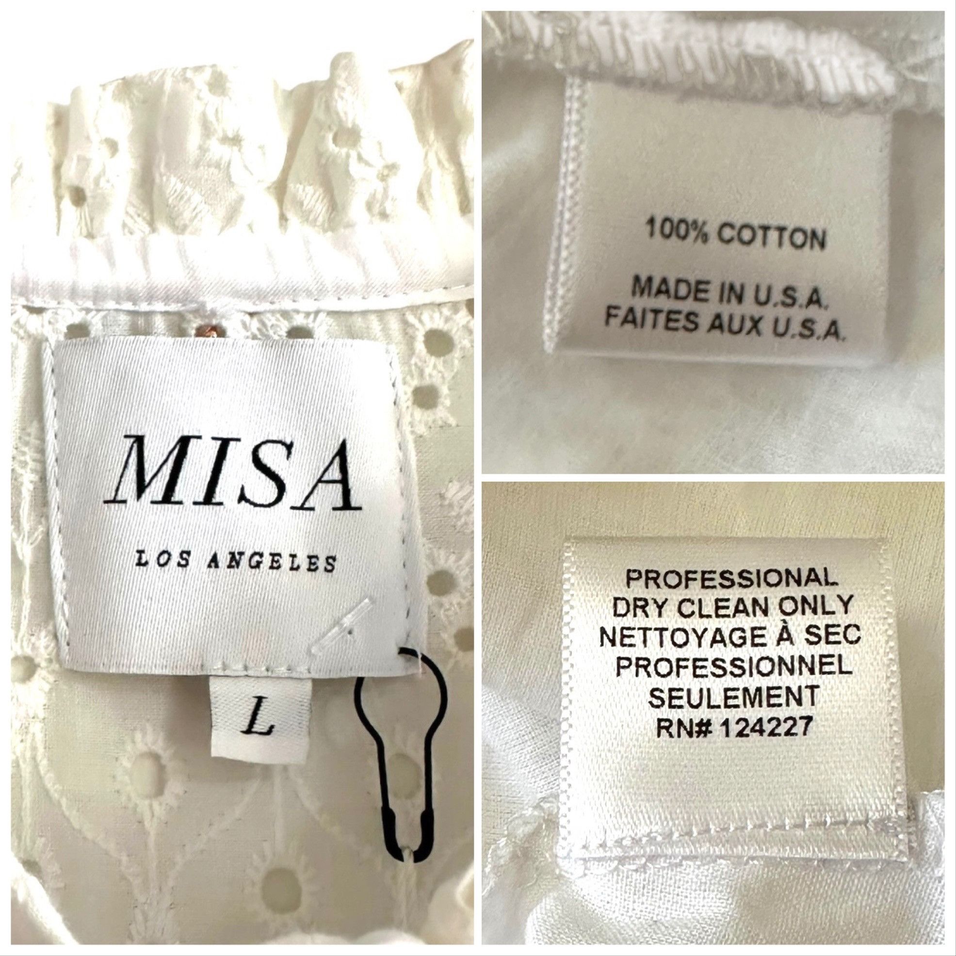 MISA Los Angeles MISA LOS ANGELES Iliana Tiered Eyelet Mini Dress , Size L, W Size L / US 10 / IT 46 - 3 Thumbnail
