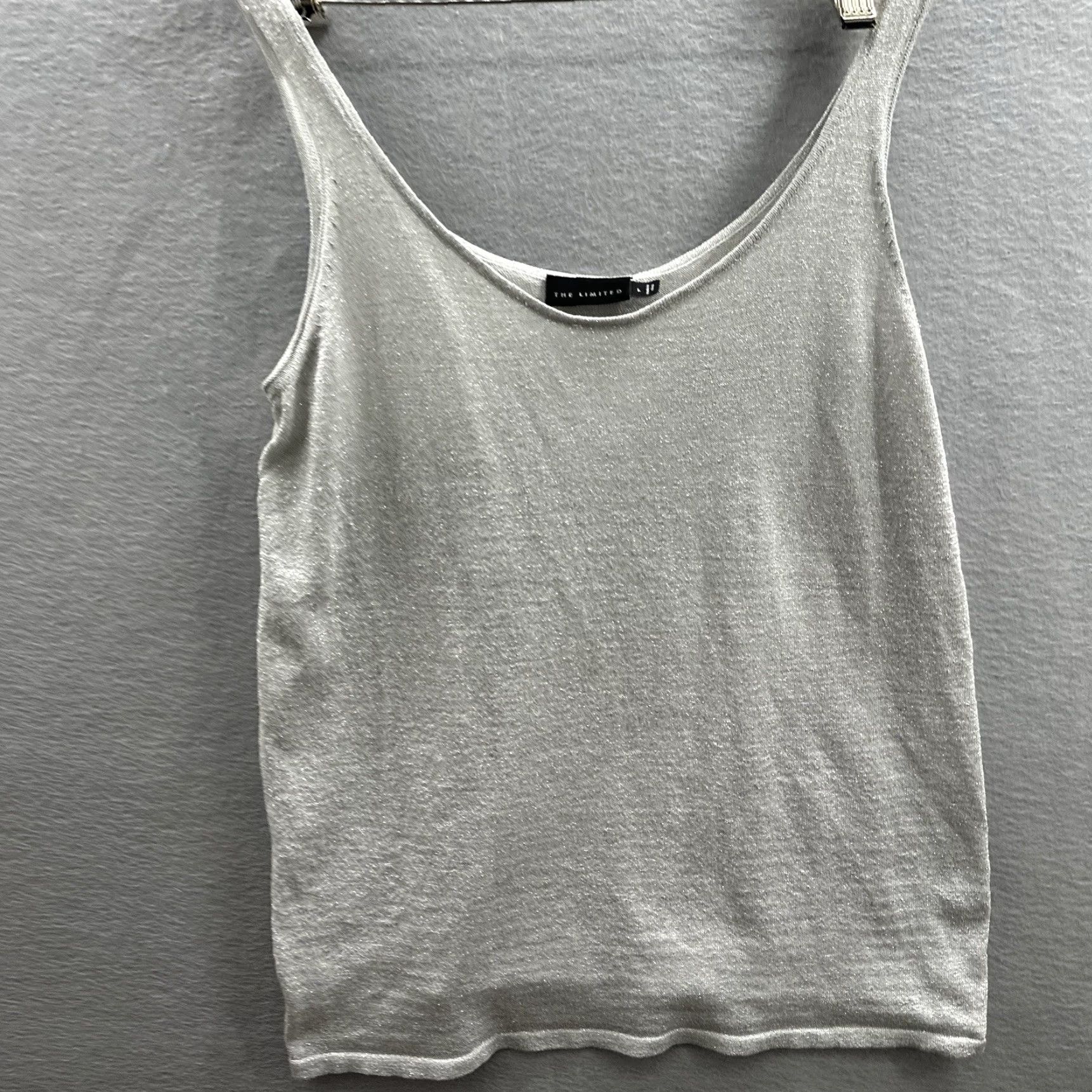 Vintage VINTAGE The Limited Silk Knit Tank Top Womens L Silver Cropped Y2K Silk Tank Womens Luxury Knit Sleeveless Scoop Neck Pullover Wide Strap Size L / US 10 / IT 46 - 4 Thumbnail