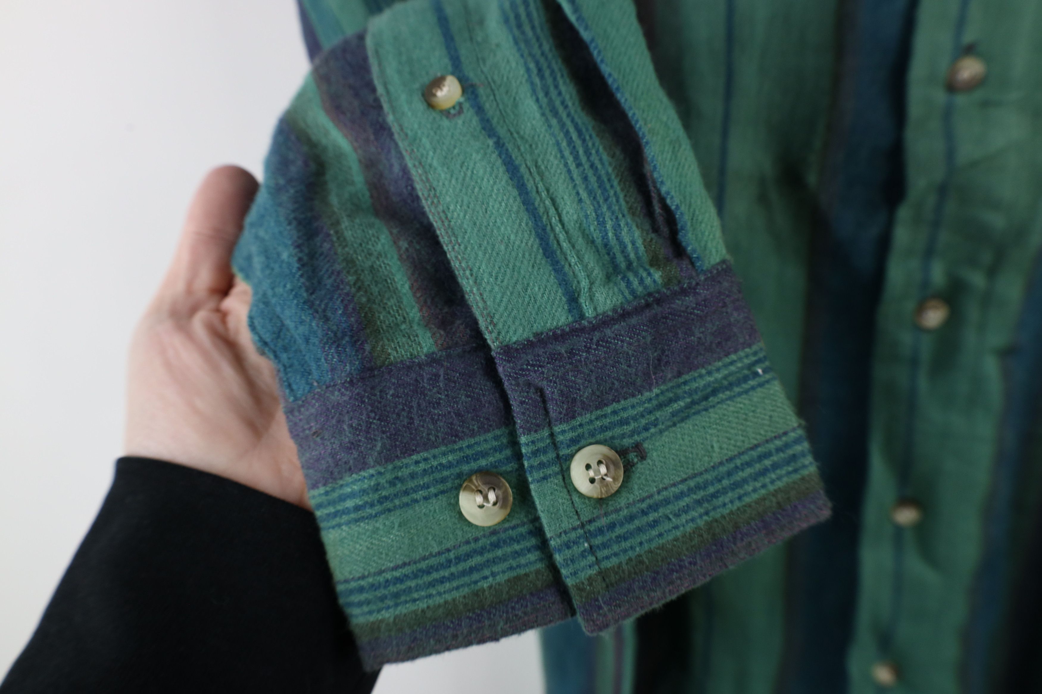 Vintage Vintage 90s Streetwear Flannel Band Collar Button Shirt Size US XL / EU 56 / 4 - 6 Thumbnail
