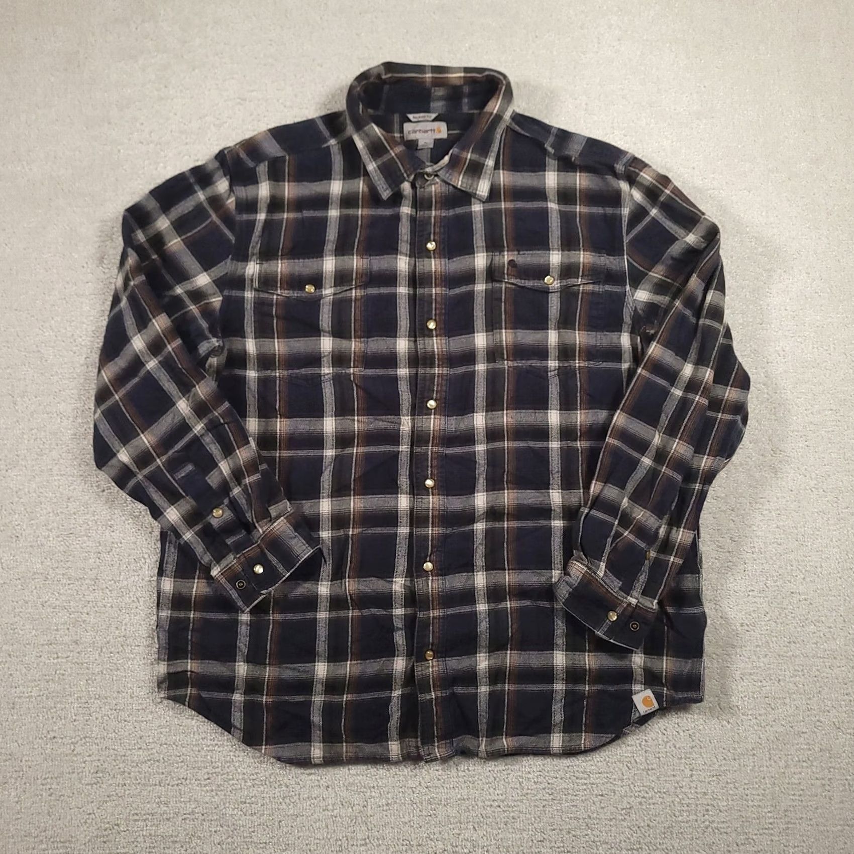Carhartt Carhartt Shirt Men XL Relaxed Fit Pearl Snap Western Blue Plaid Size US XL / EU 56 / 4 - 2 Thumbnail
